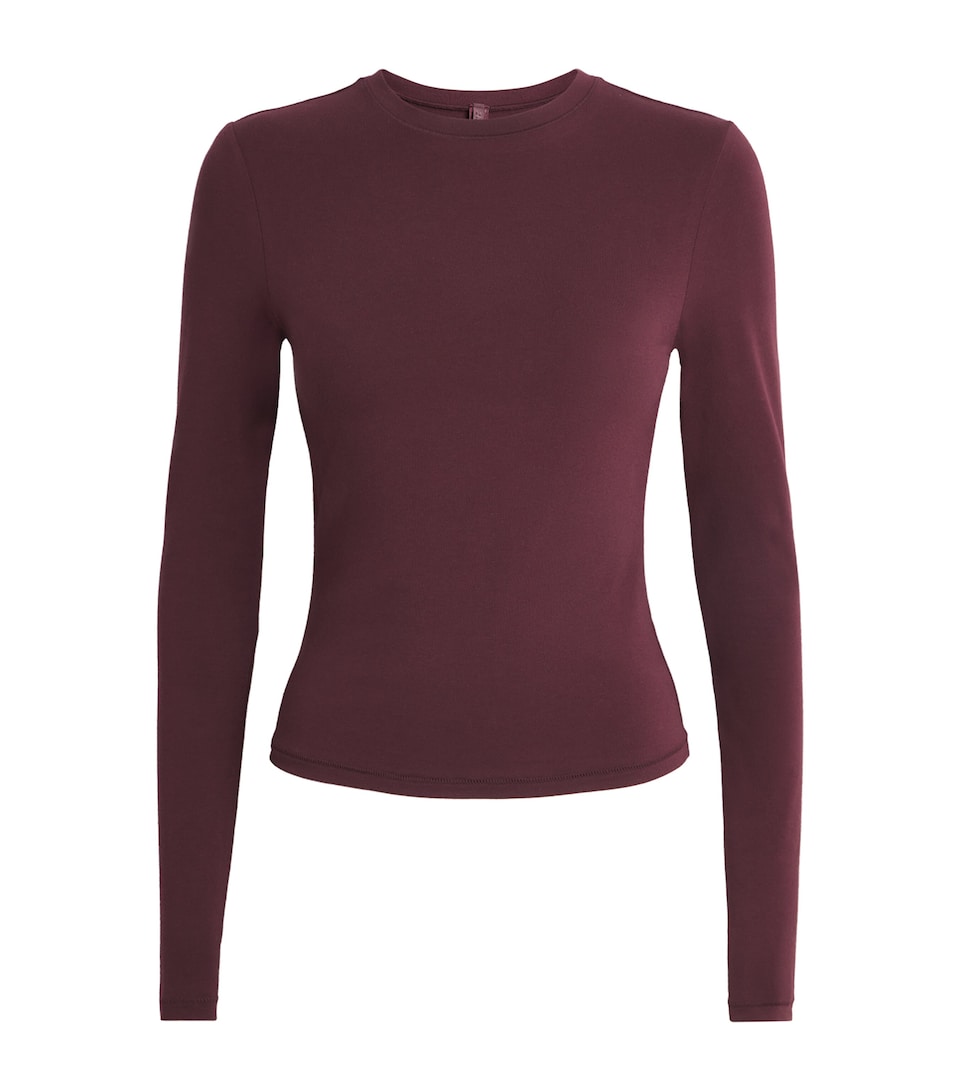 Skims Womens Cotton Jersey Long-Sleeve T-Shirt Currant