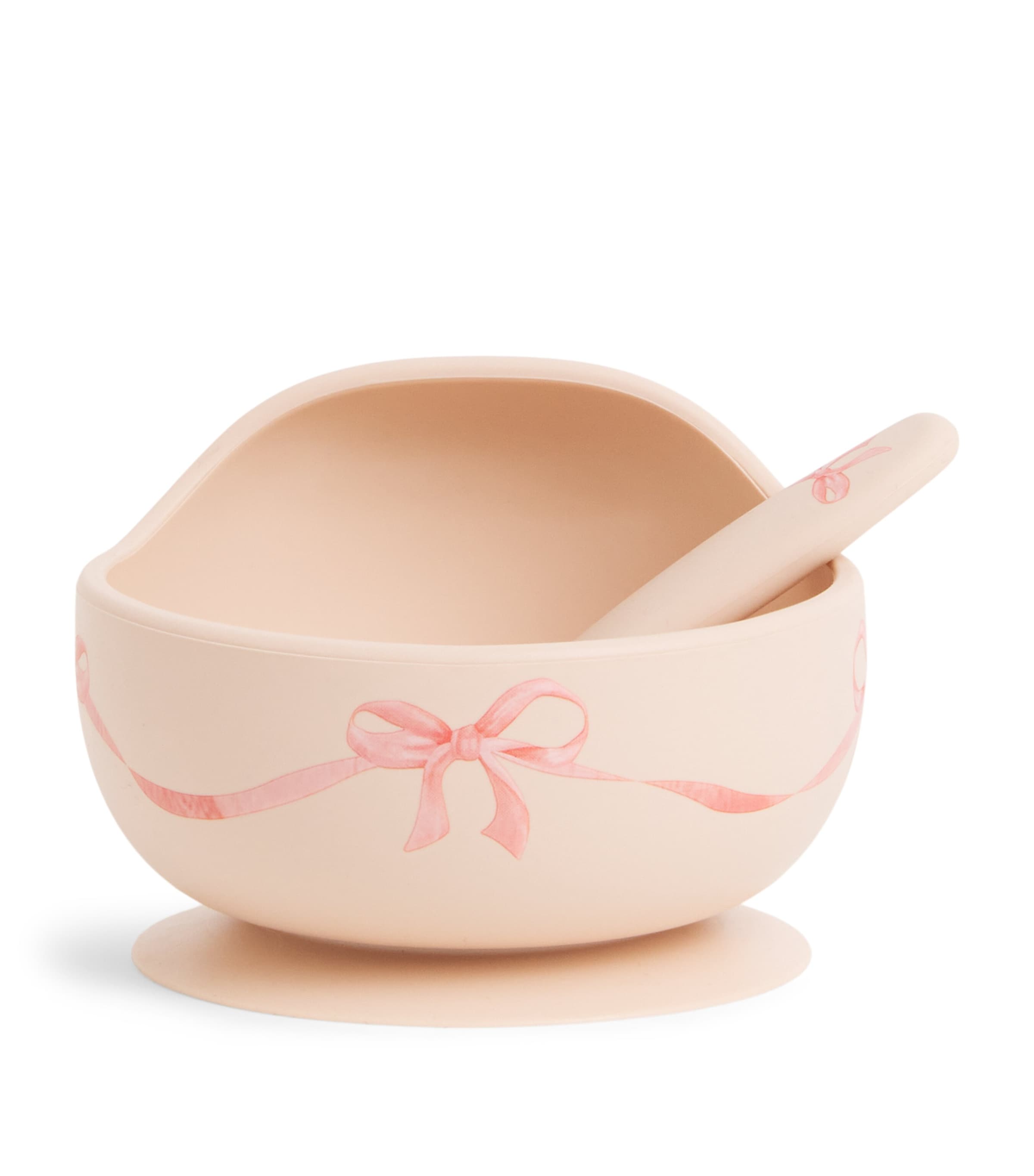 Elodie Silicone Rosy Bow Bowl and Spoon Set Rosy Bow