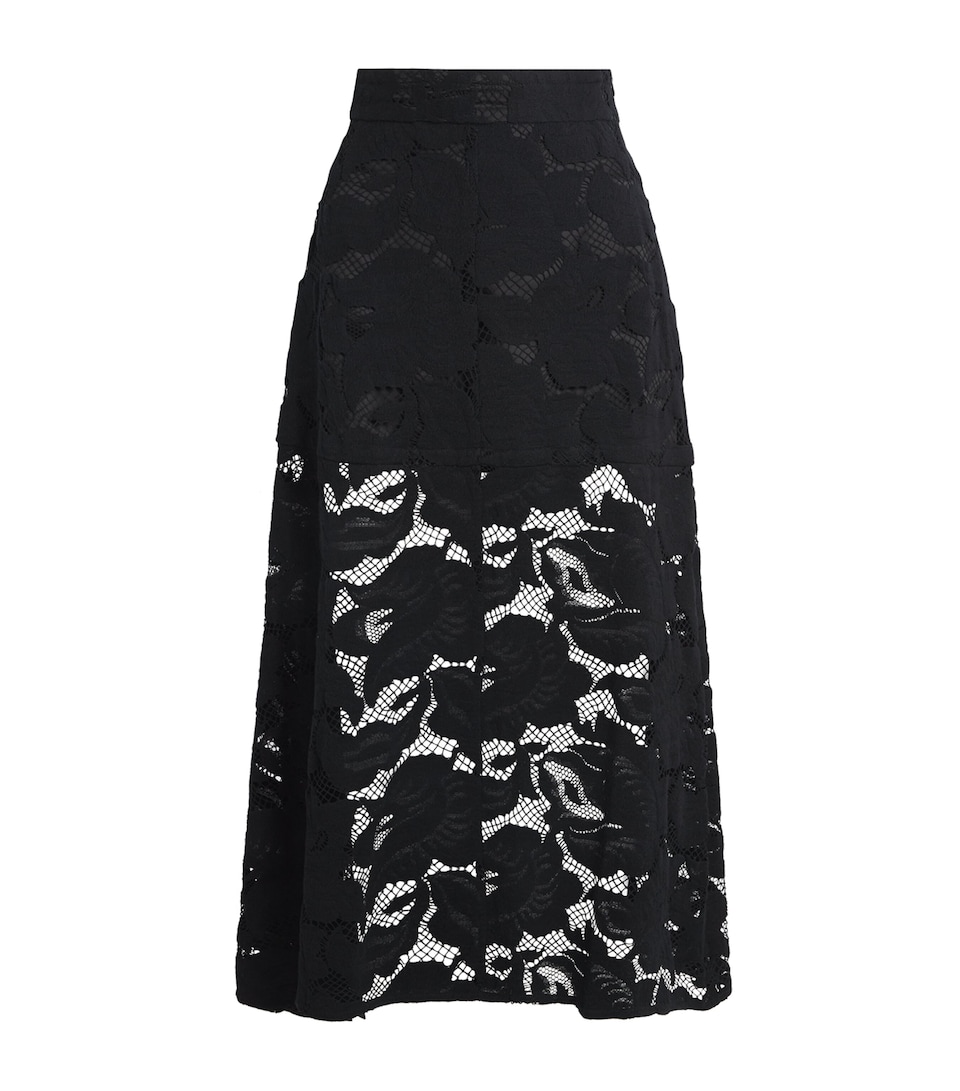 Organic Cotton-Blend Lace Midi Skirt