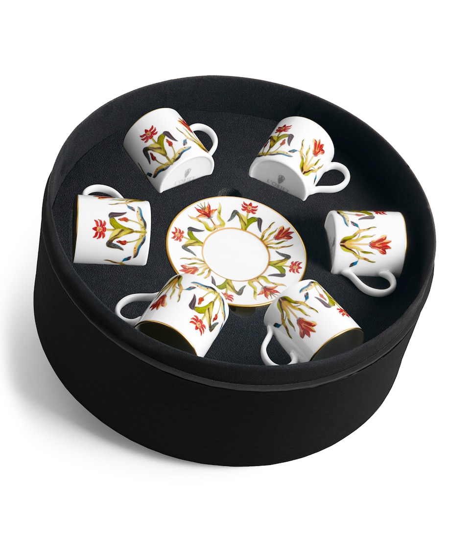 L'Objet Set of 6 Porcelain Grand Tour Espresso Cups and Saucers