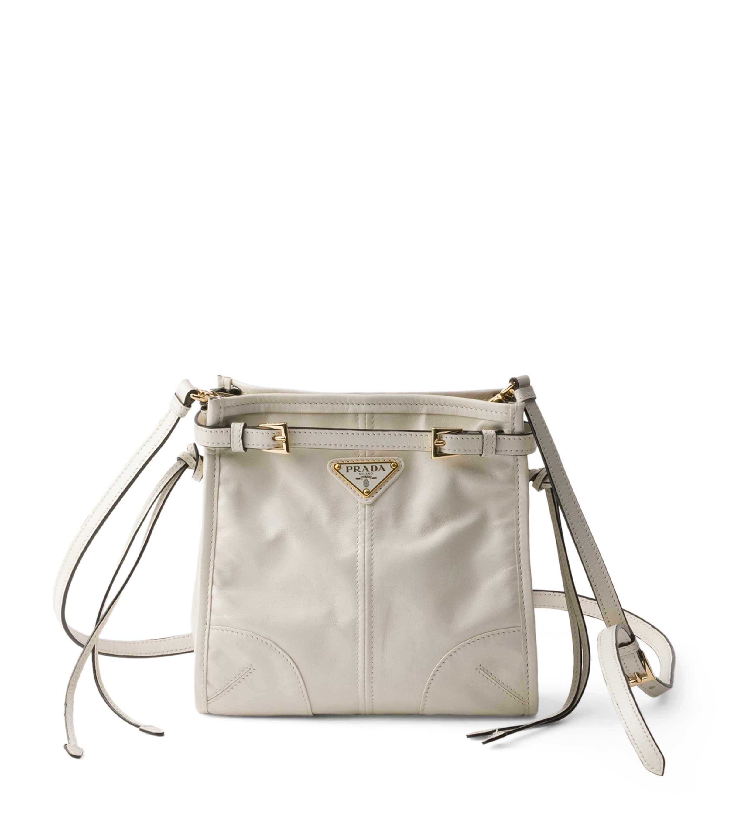 Prada Mini Leather Bonnie Shoulder Bag White