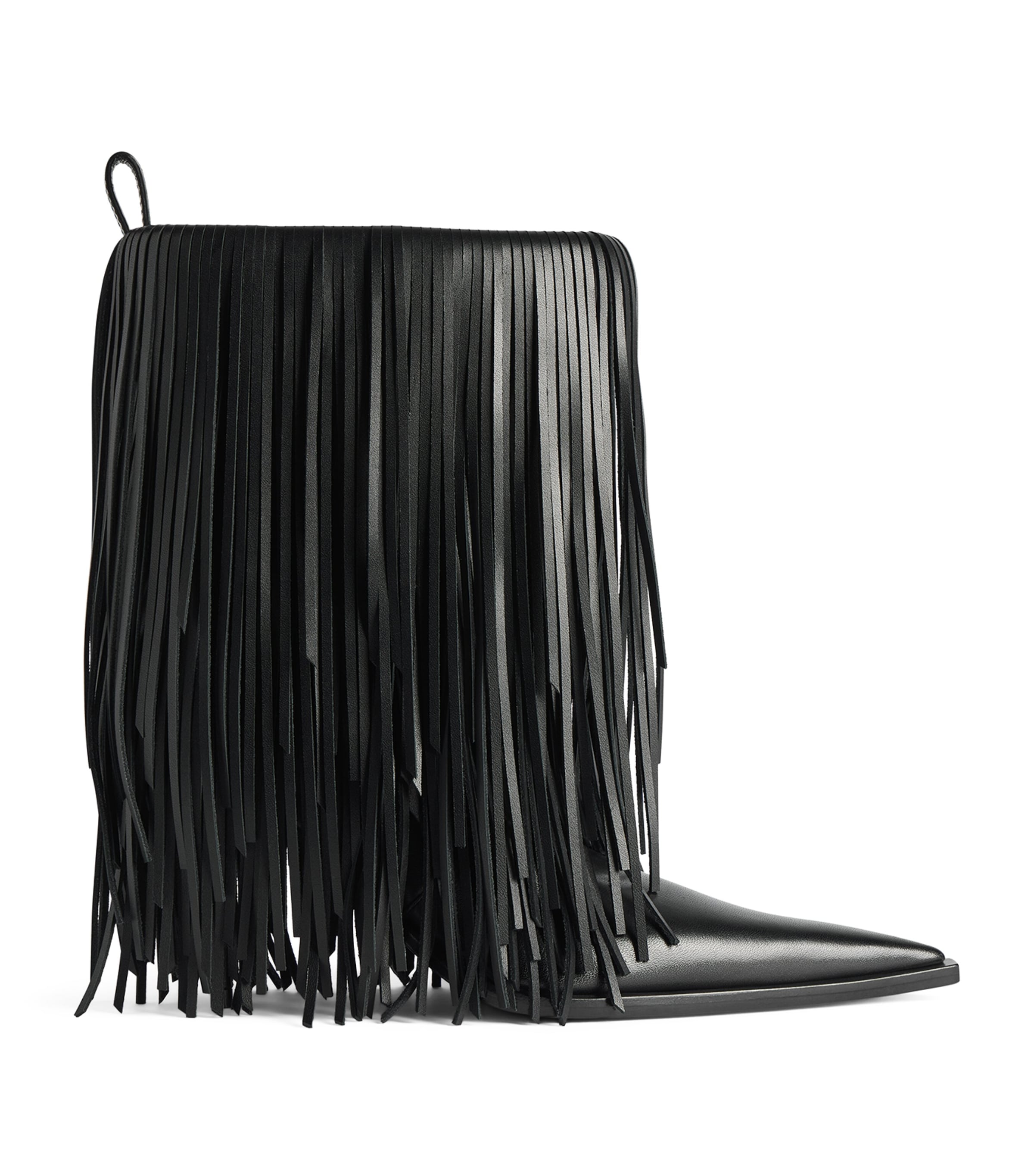 Calfskin Avenue Fringed Heeled Boots 90