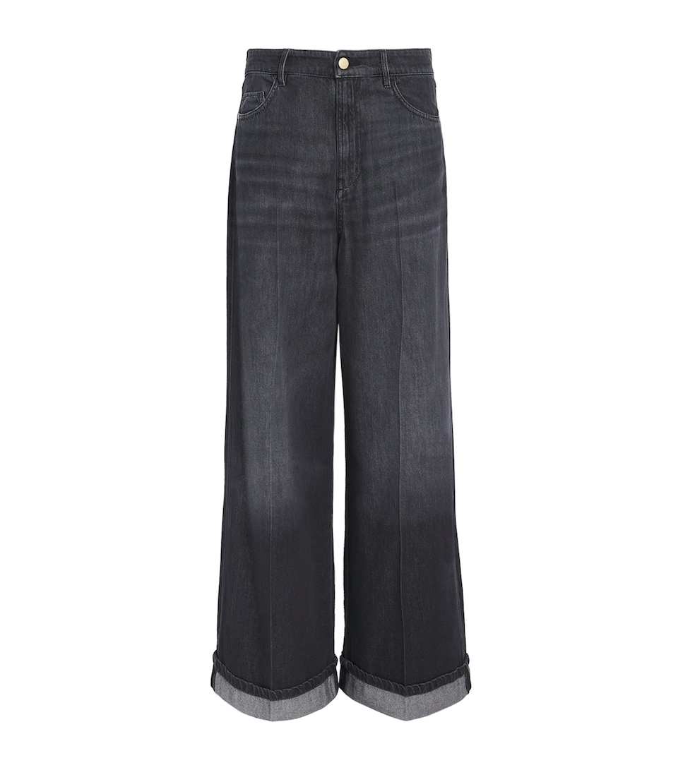 Turn-Up-Hem Wide-Leg Jeans