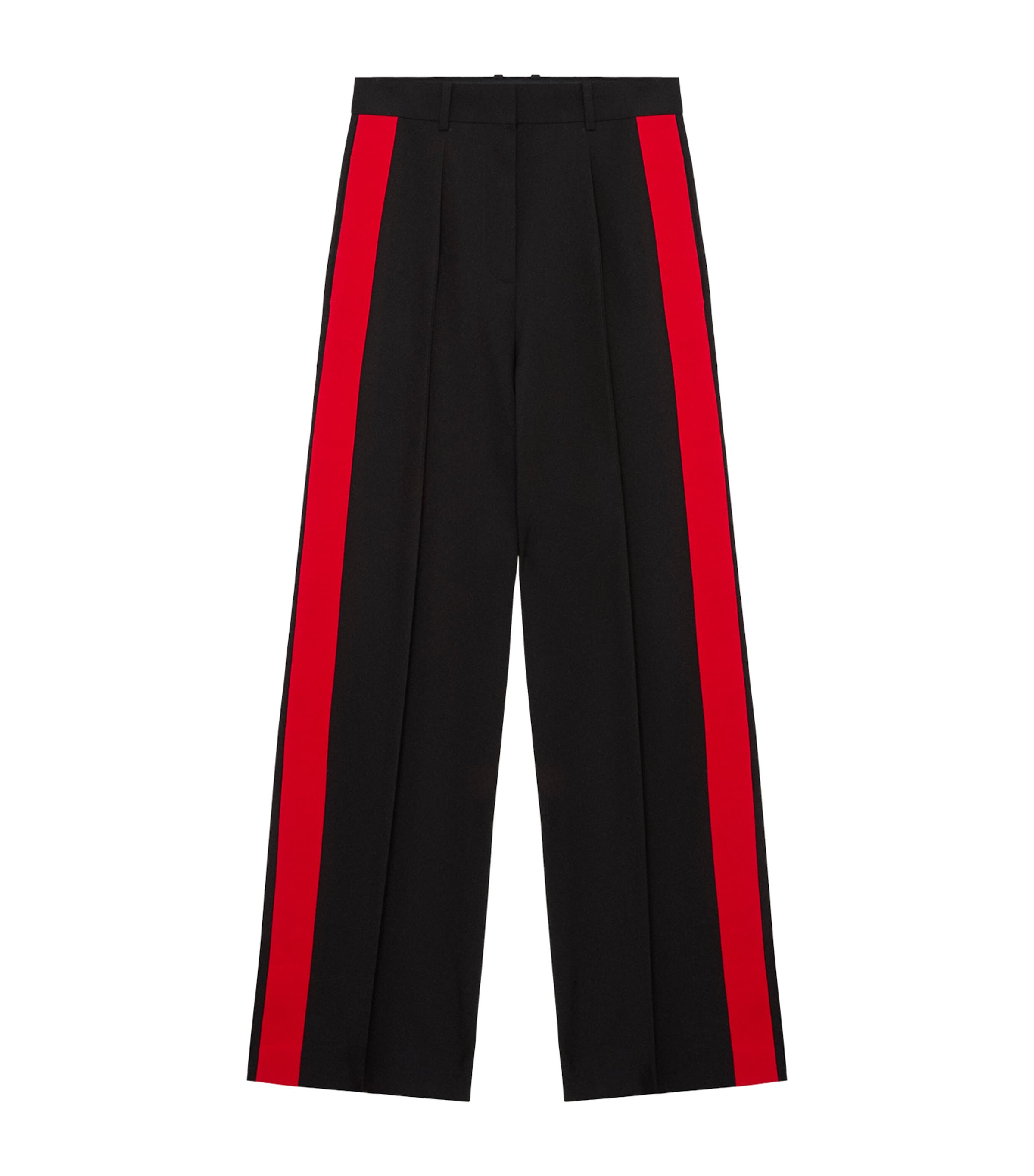 LOEWE Womens Tape-Trim Tailored Trousers Black/red