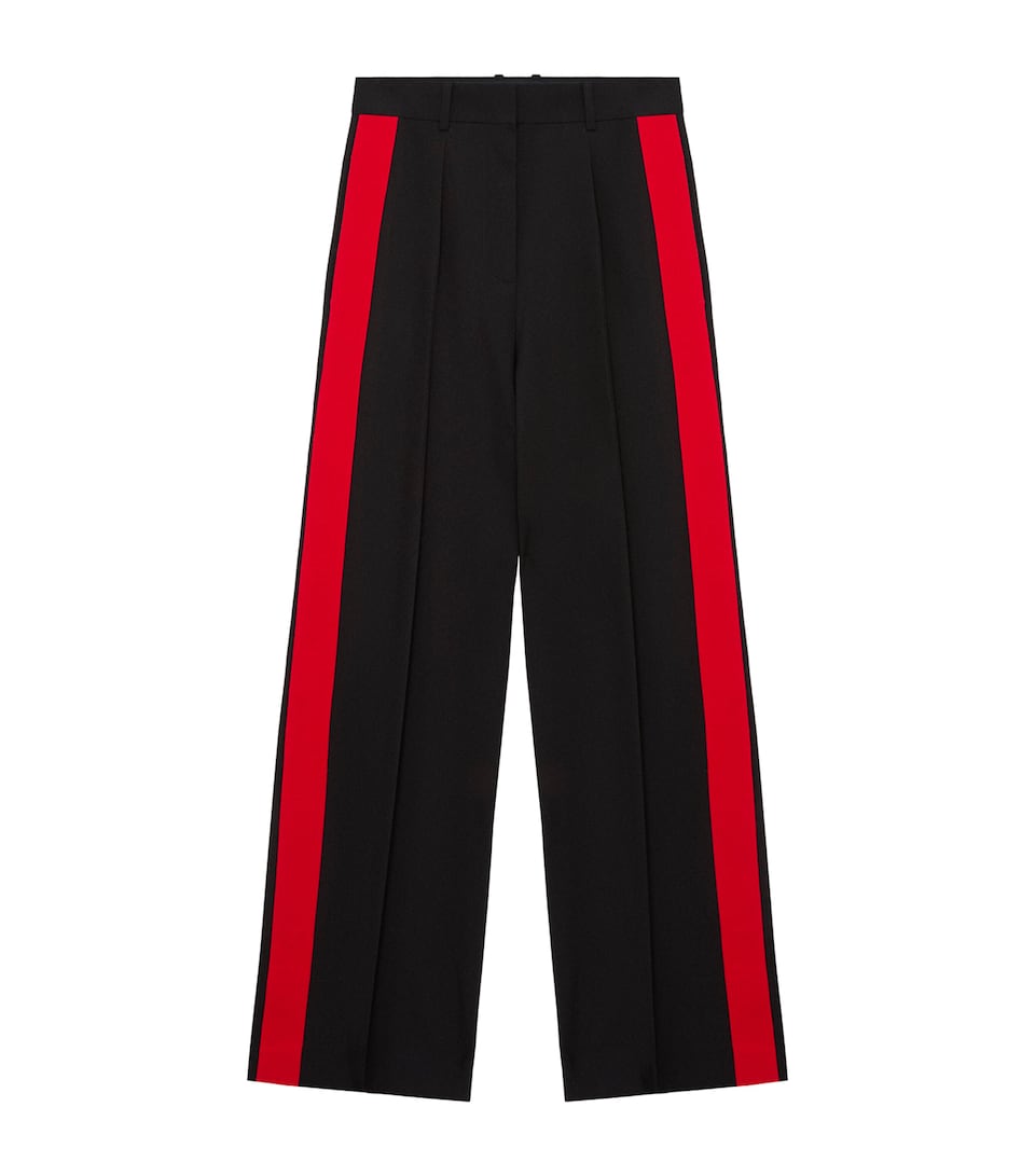 LOEWE Womens Tape-Trim Tailored Trousers Black/red