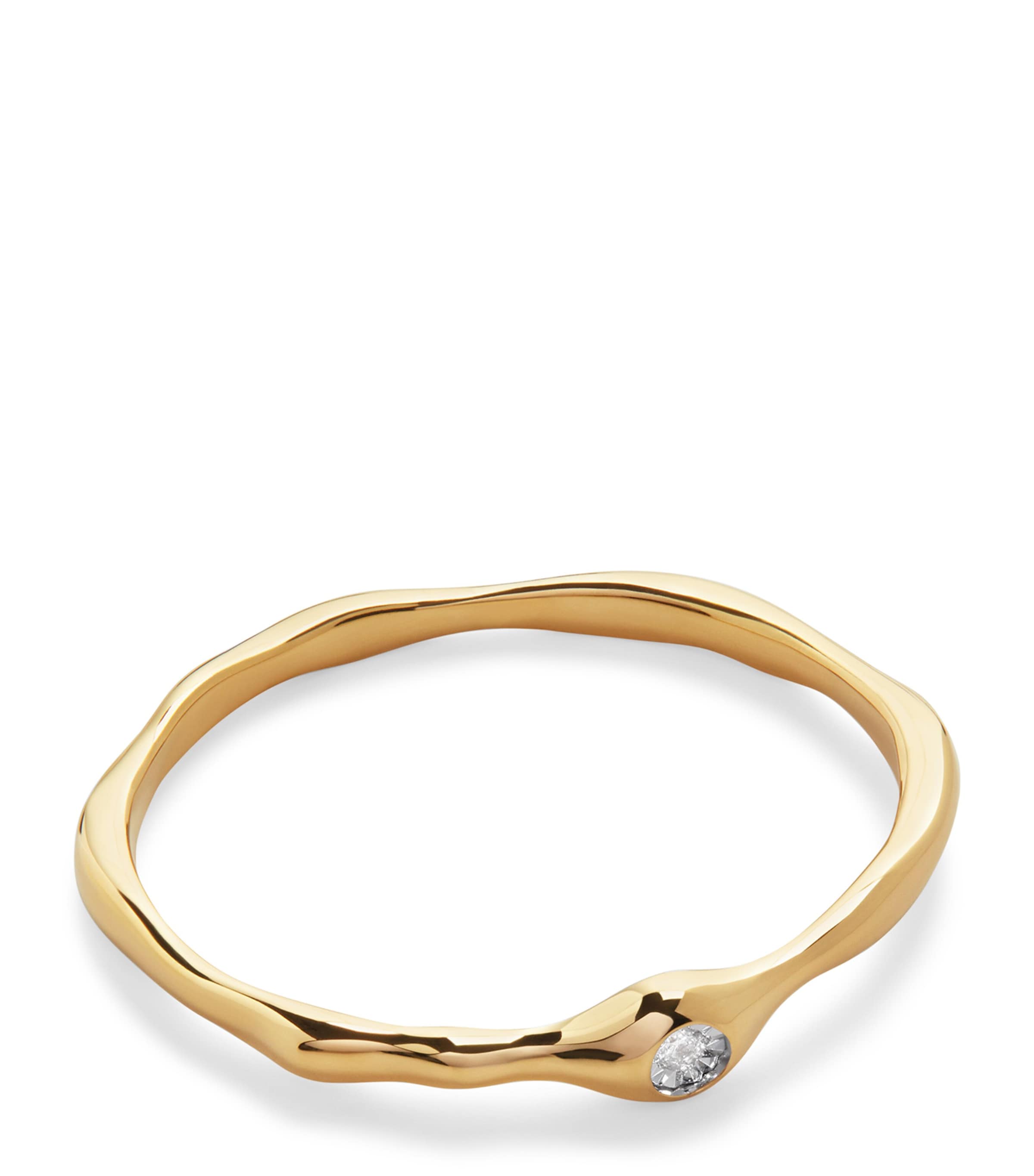 Monica Vinader Gold Vermeil and Diamond MV Siren Stacking Ring White