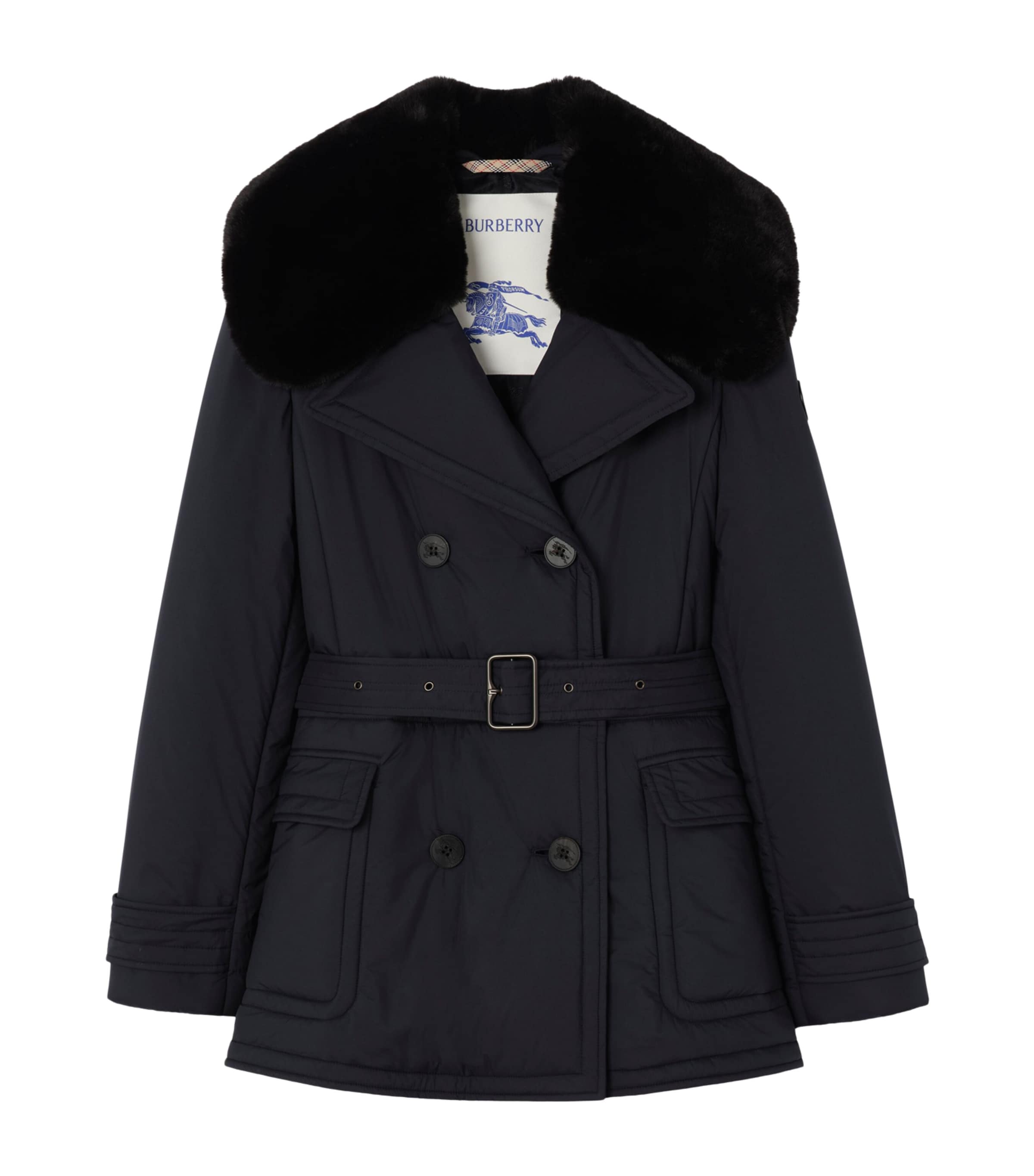 Burberry Womens Padded Hertford Trench Jacket Navy