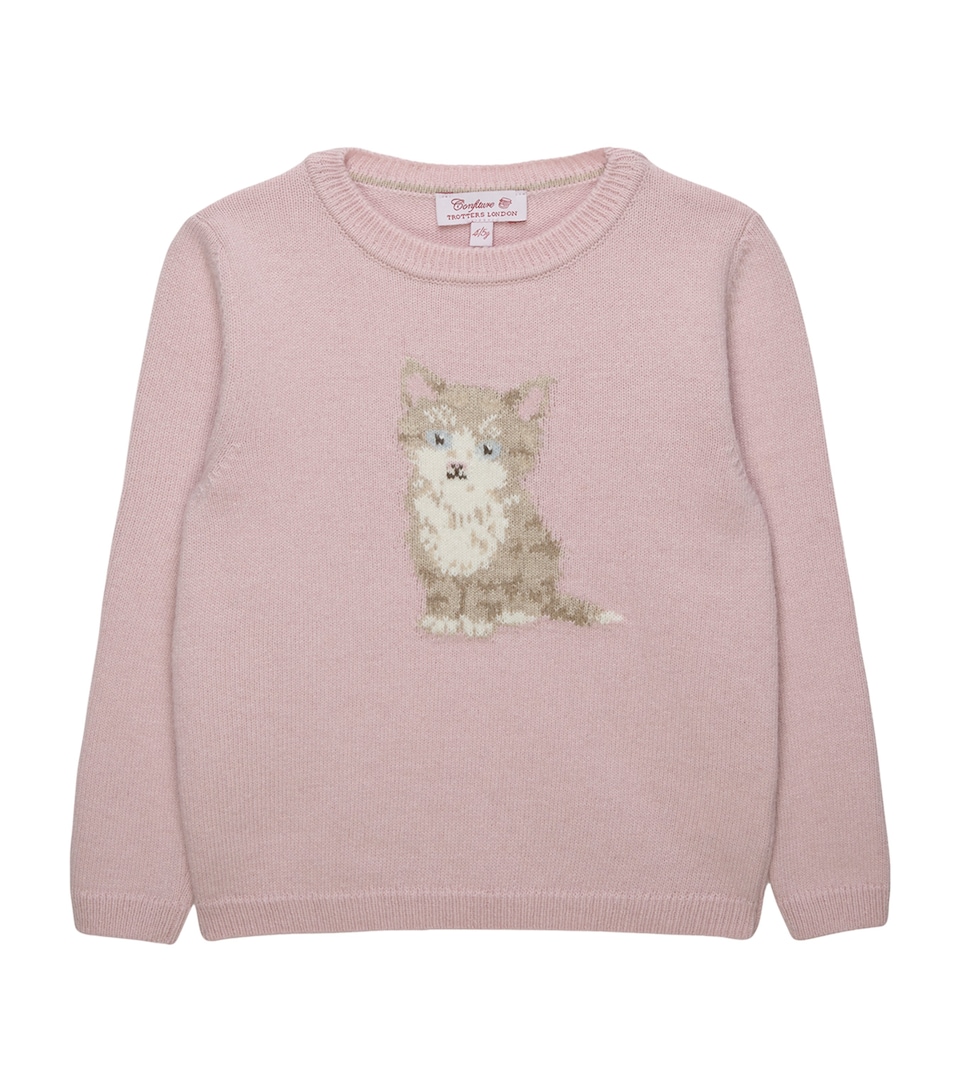 Trotters Wool Blend Kitten Jumper (6-11 Years) Pink