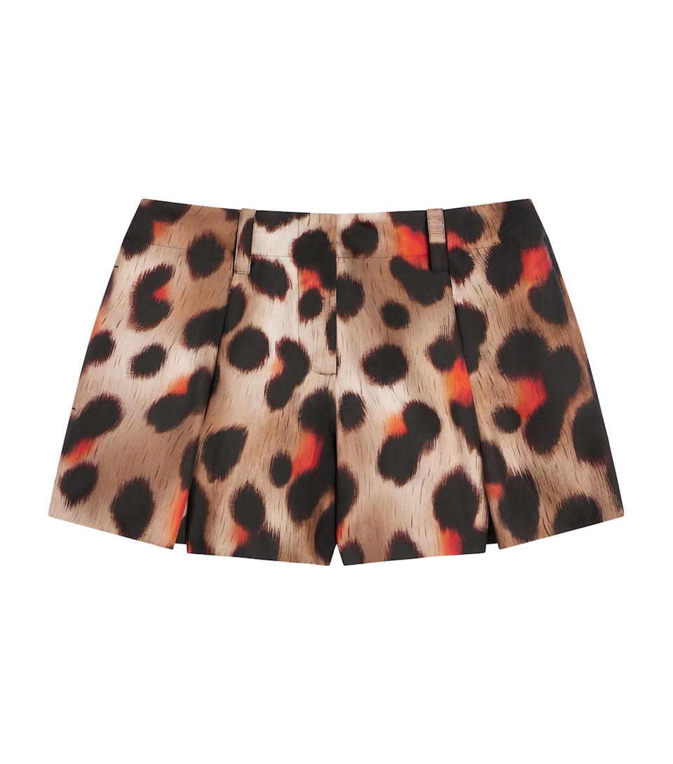 Givenchy Womens Silk Leopard Pleated Shorts