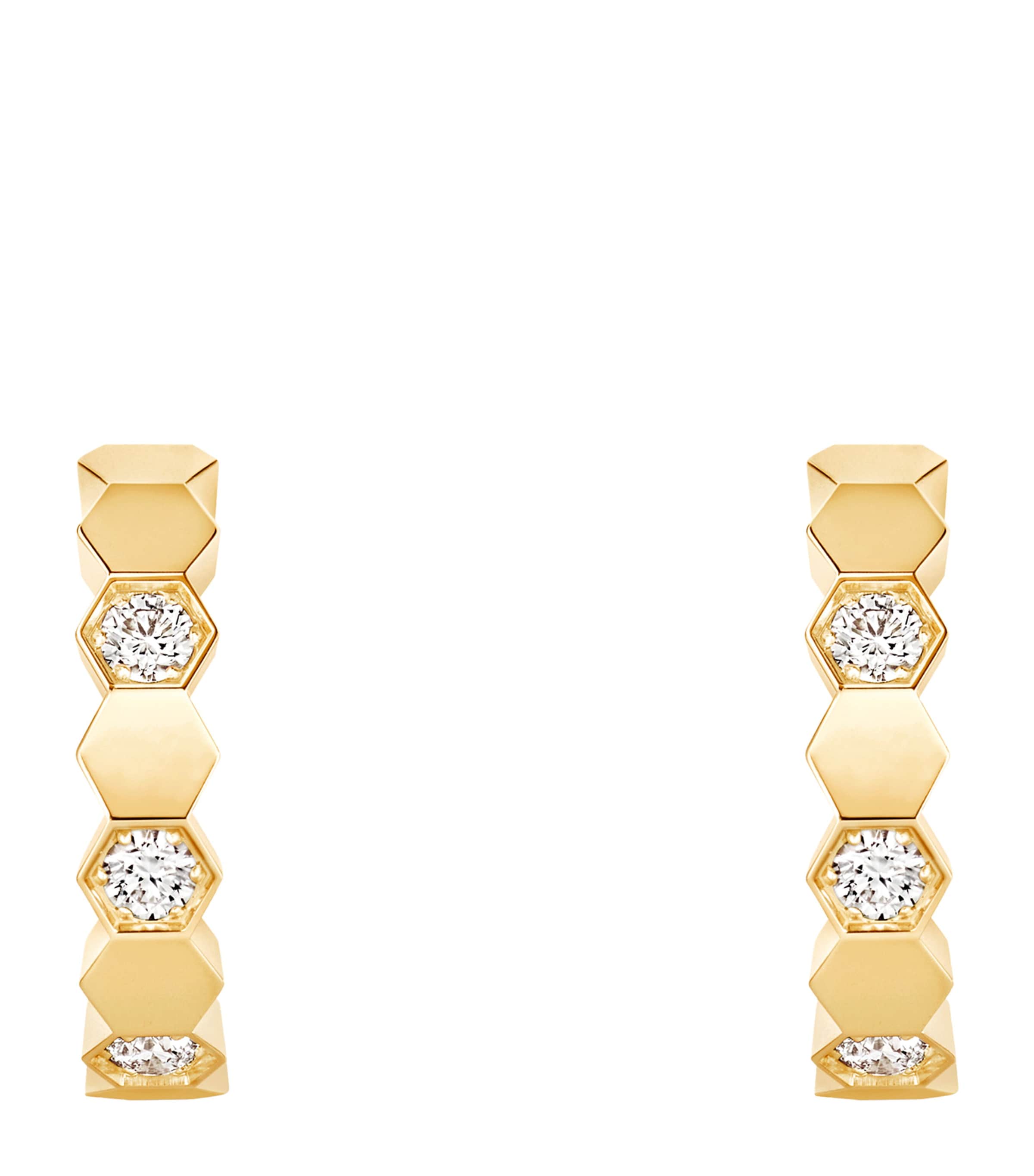 Yellow Gold and Diamond Bee de Chaumet Hoop Earrings