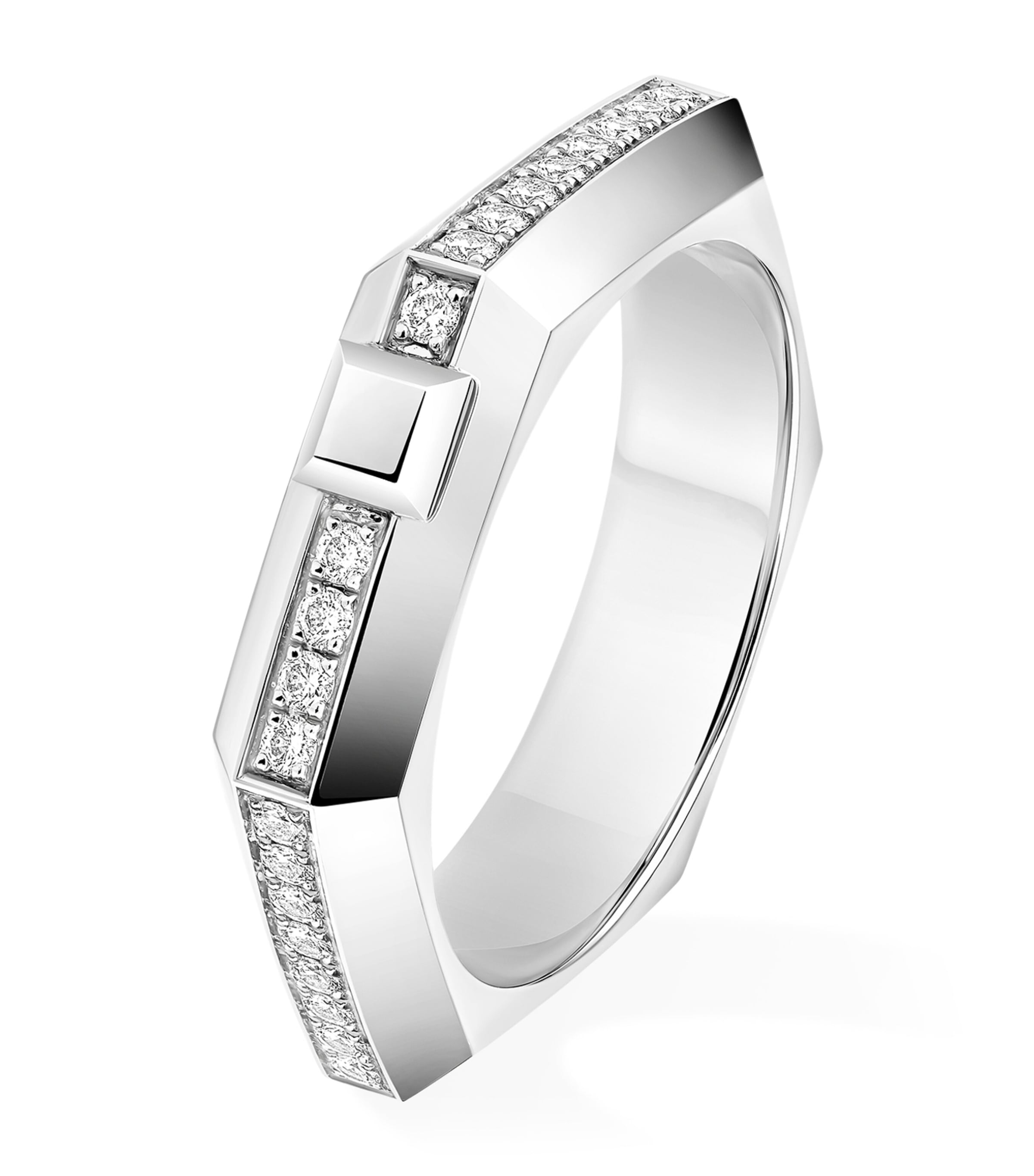 Messika Moderniste White Gold and Diamond Small Pavé Ring White Gold