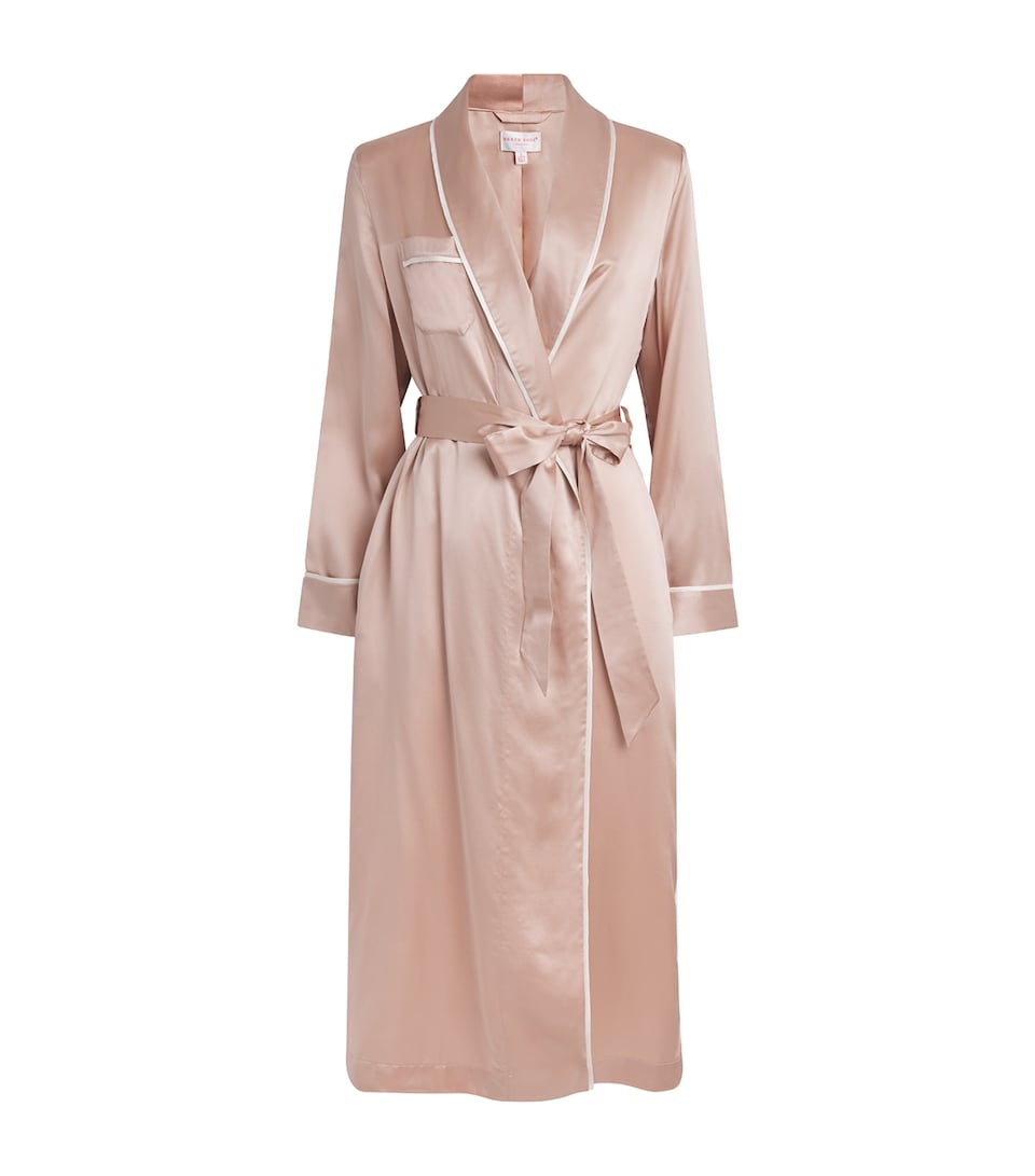 Derek Rose Womens Silk Bailey Robe Pink