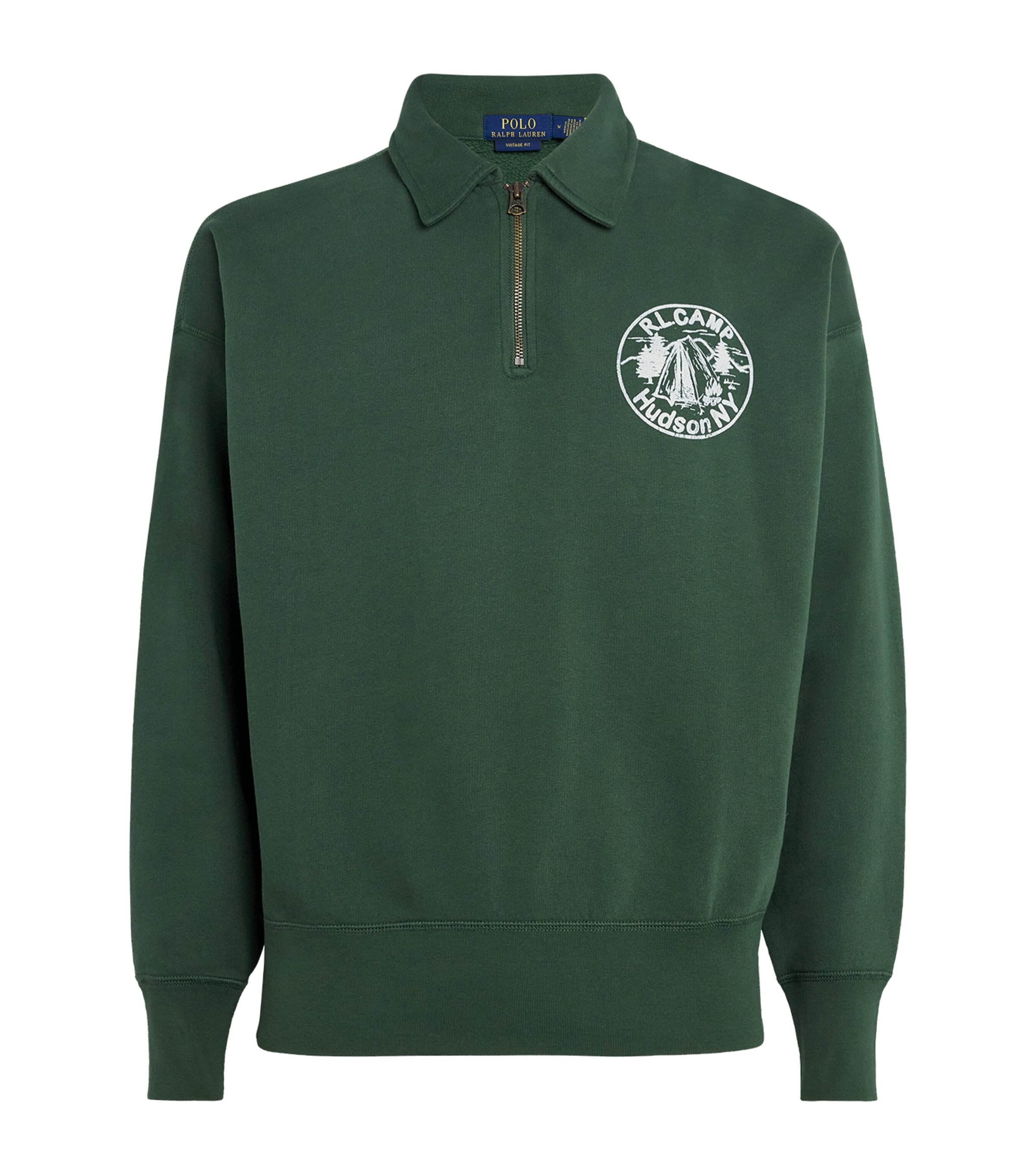 Cotton-Blend Logo Print Quarter-Zip Sweatshirt