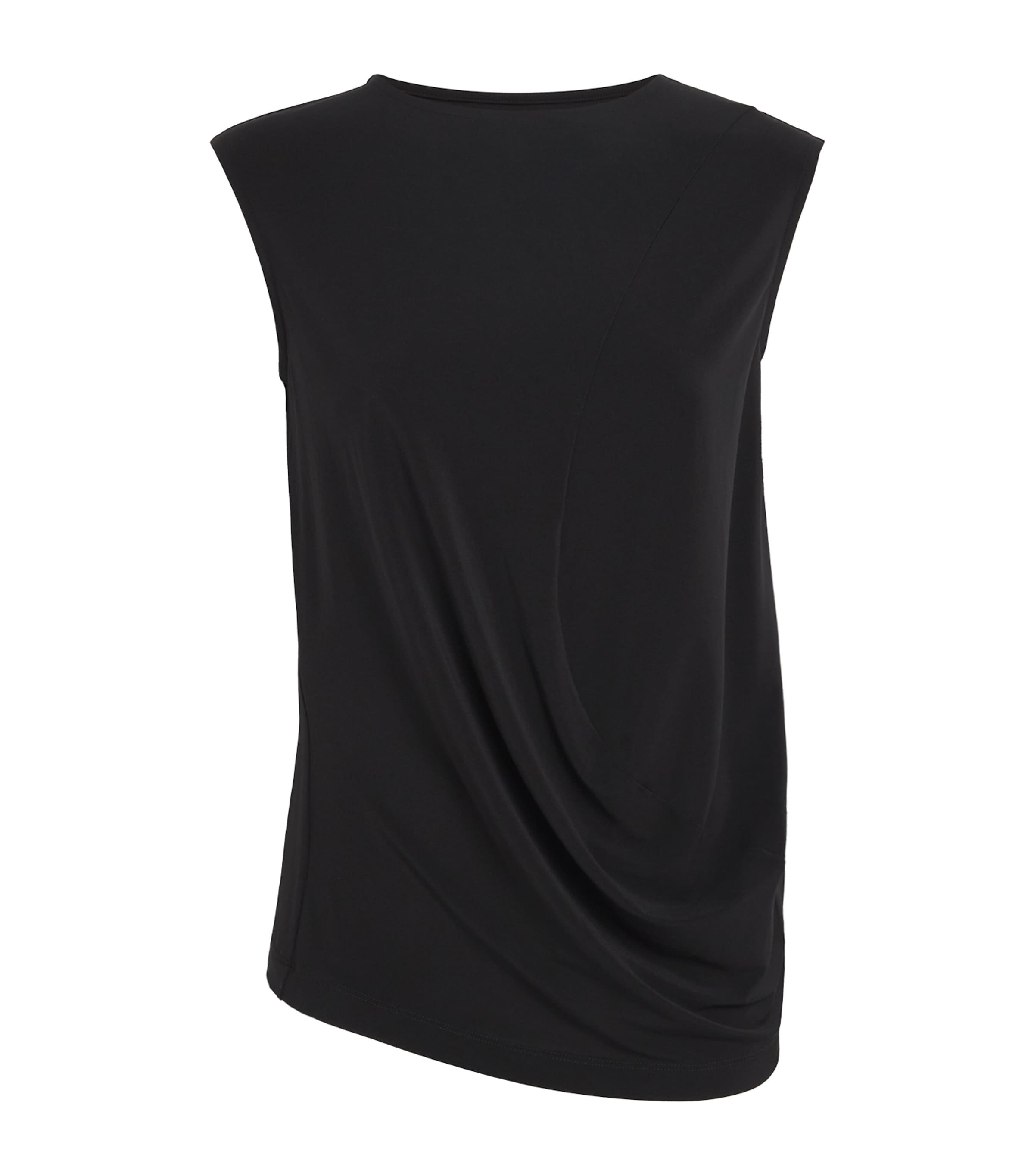 Issey Miyake Womens Drape Jersey Sleeveless Blouse Black