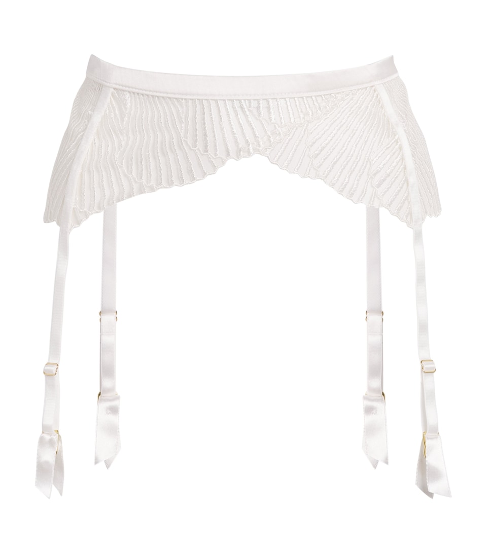 Coco De Mer Womens Stretch-Silk Lace Athena Suspenders Ivory
