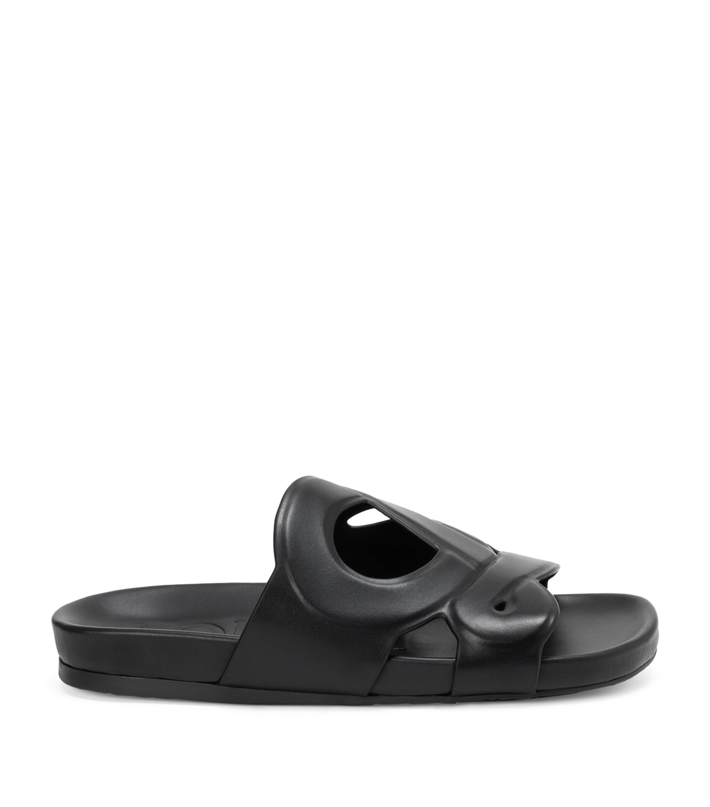 LOEWE x Paula's Ibiza Leather Monogram Ease Slides Black