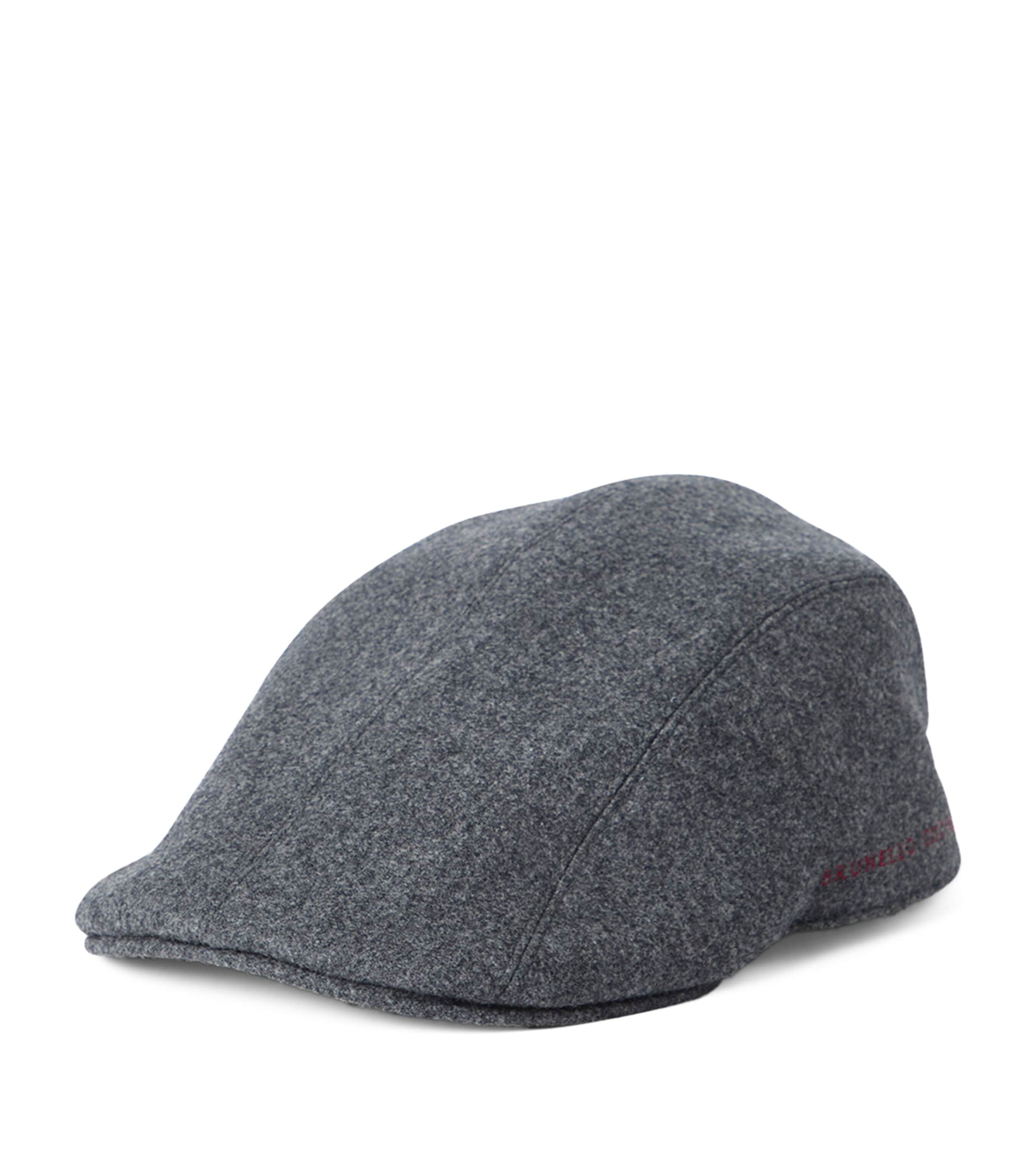 Brunello Cucinelli Virgin Wool Embroidered Flat Cap