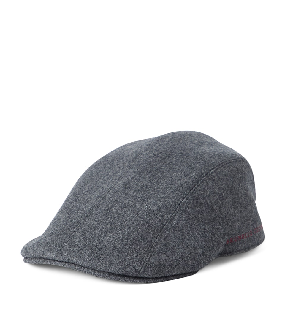 Brunello Cucinelli Virgin Wool Embroidered Flat Cap