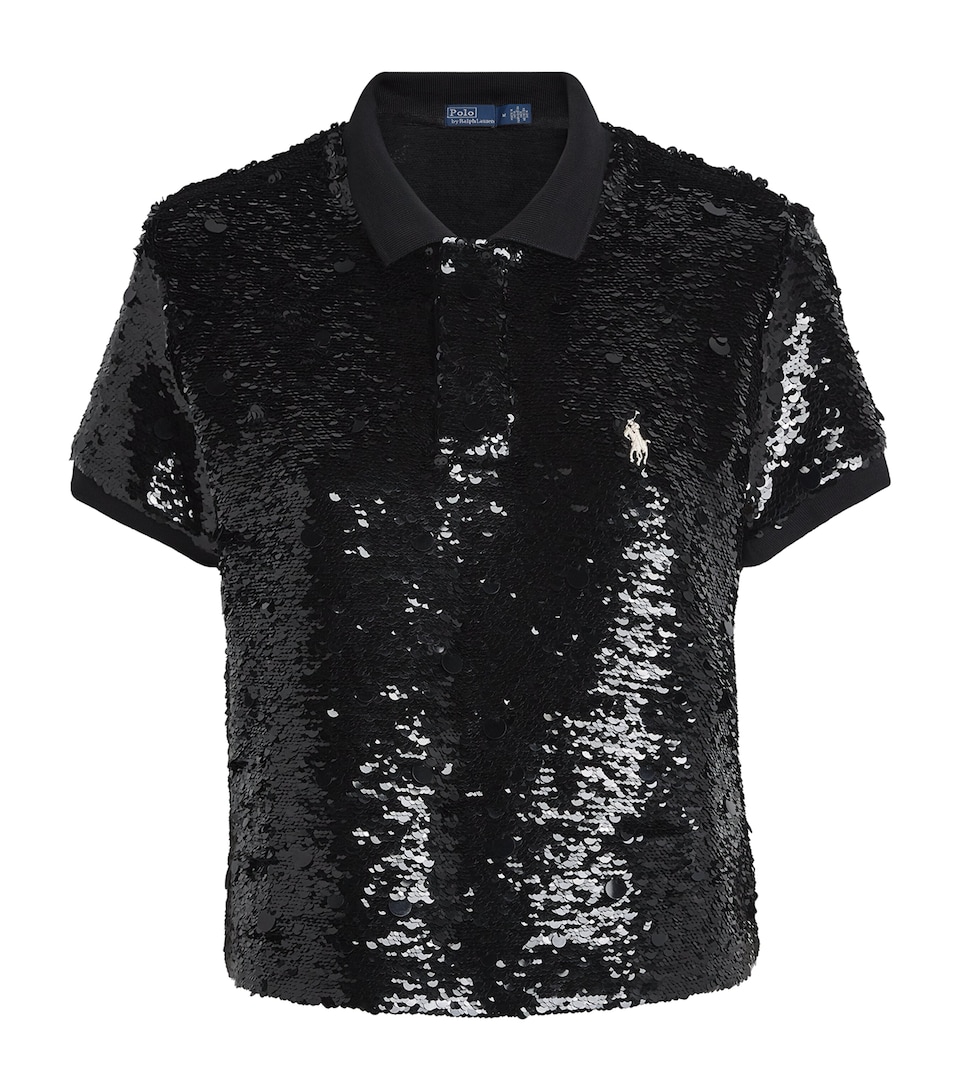 Sequin Cropped Polo Shirt