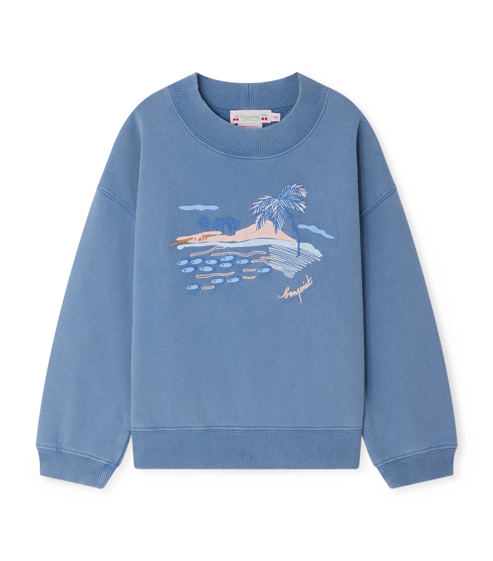 Bonpoint Cotton Lika Sweatshirt (10-14 Years) Upb Bleu Mer