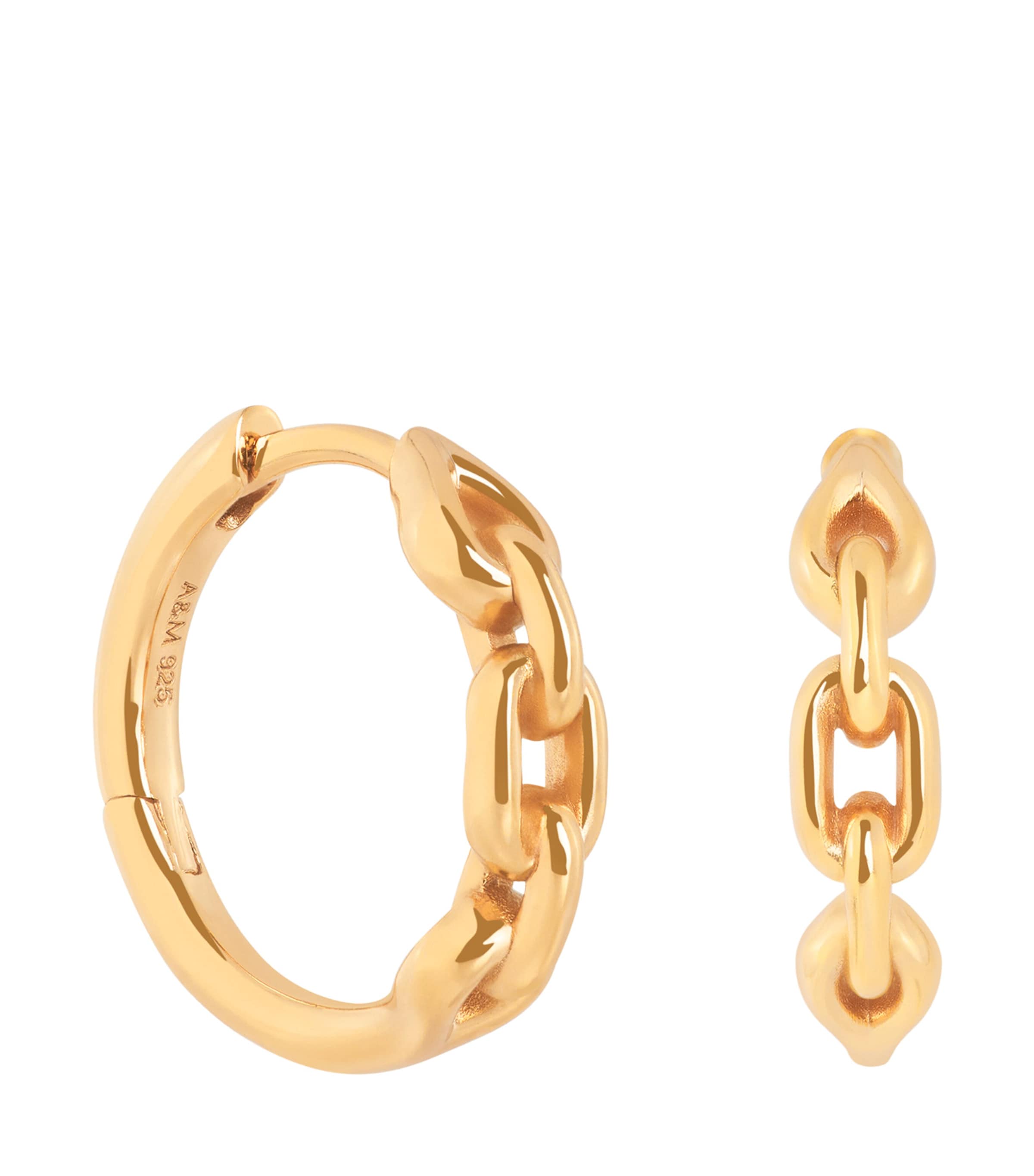 Gold-Plated Hardware Link Hoop Earrings