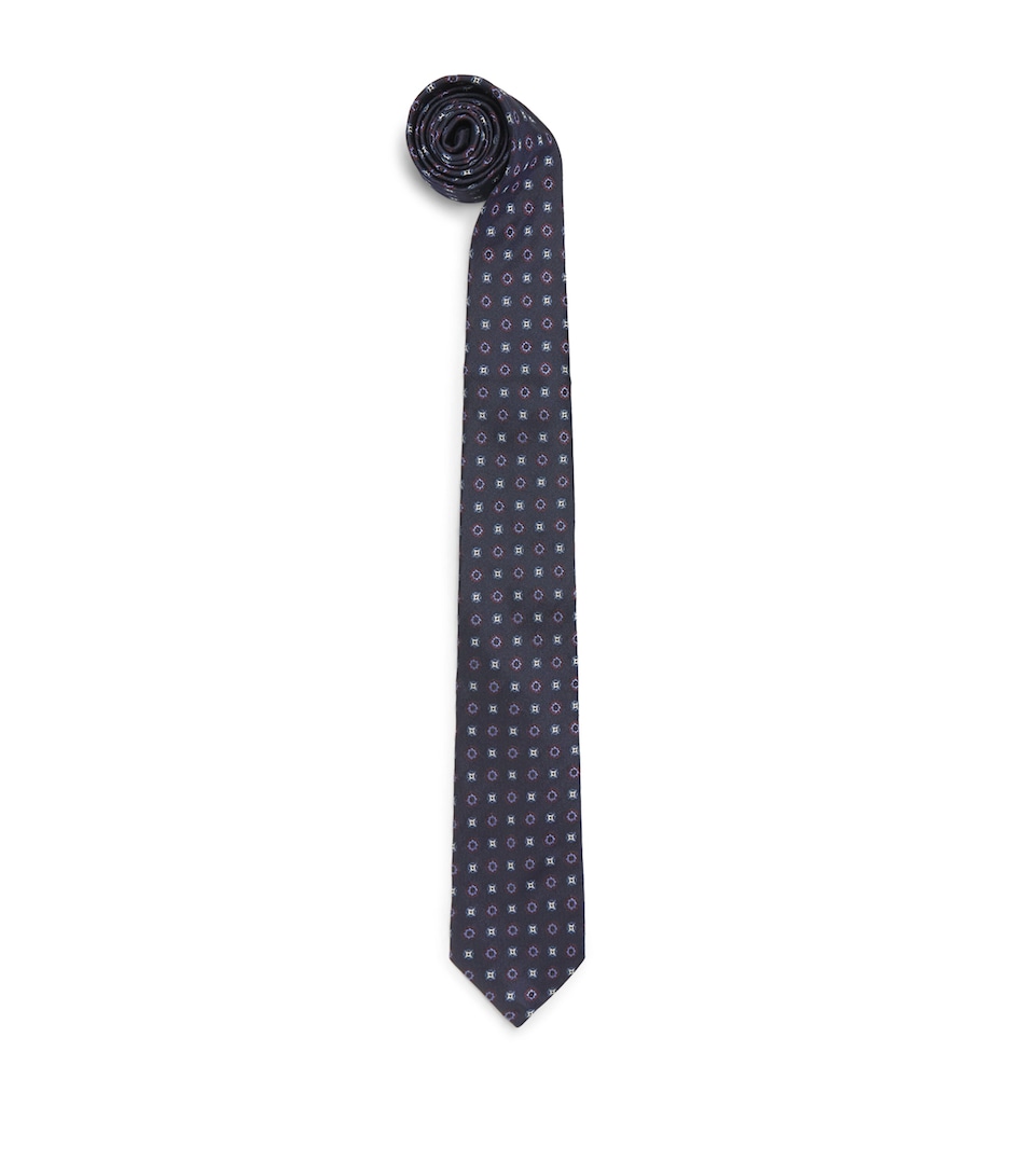 Harrods Silk Jacquard Tie Navy