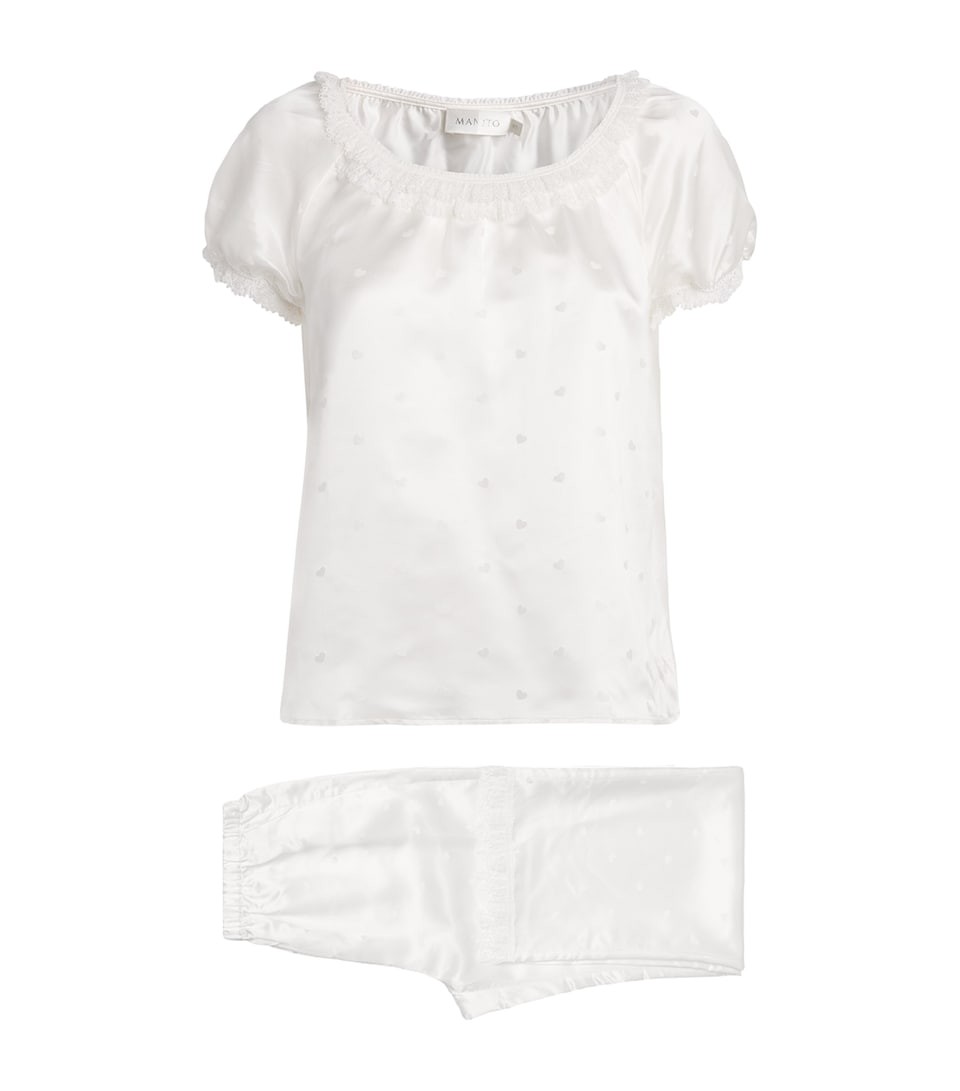 MANITO Womens Silk Sweetie Pyjama Set White
