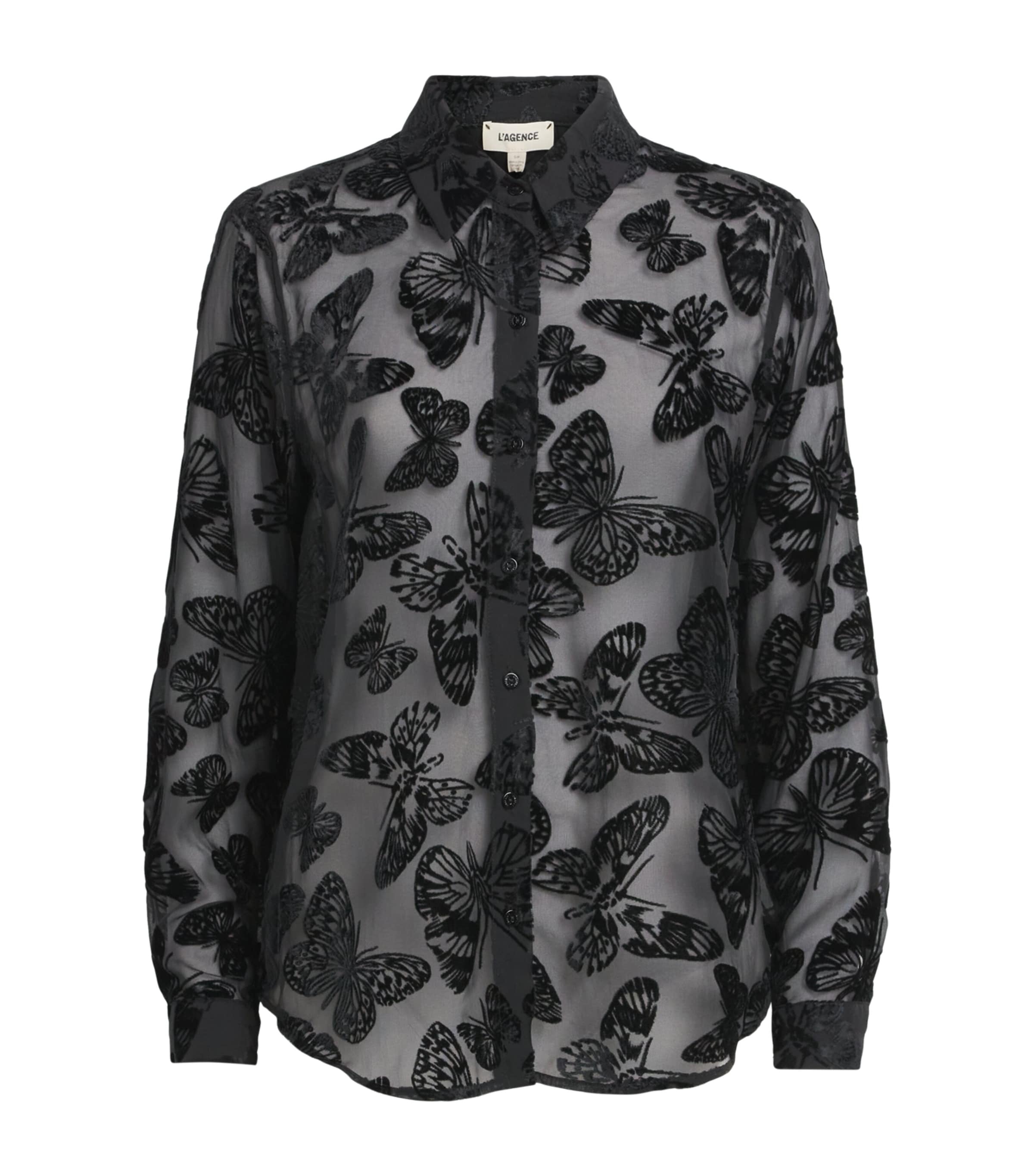 L'Agence Womens Laurent Blouse Black Butterfly Blbu