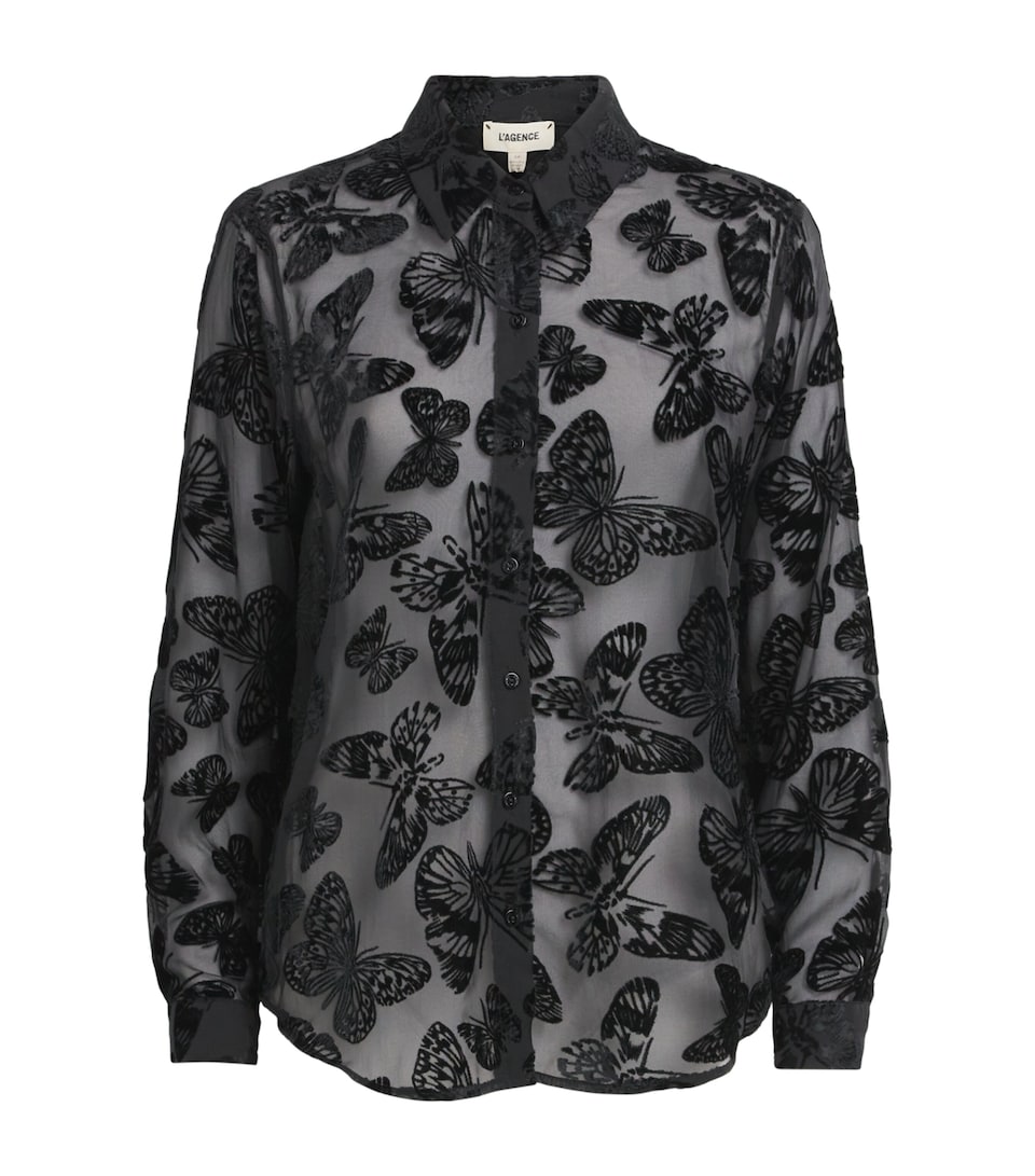 L'Agence Womens Laurent Blouse Black Butterfly Blbu
