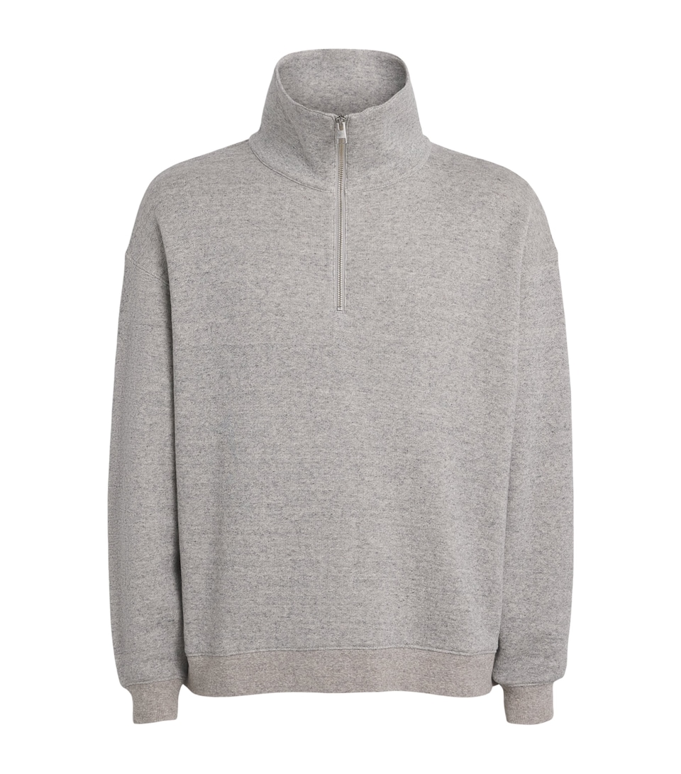 FRAME Mens Wool-Cotton Half-Zip Sweater Hgry Heather Grey