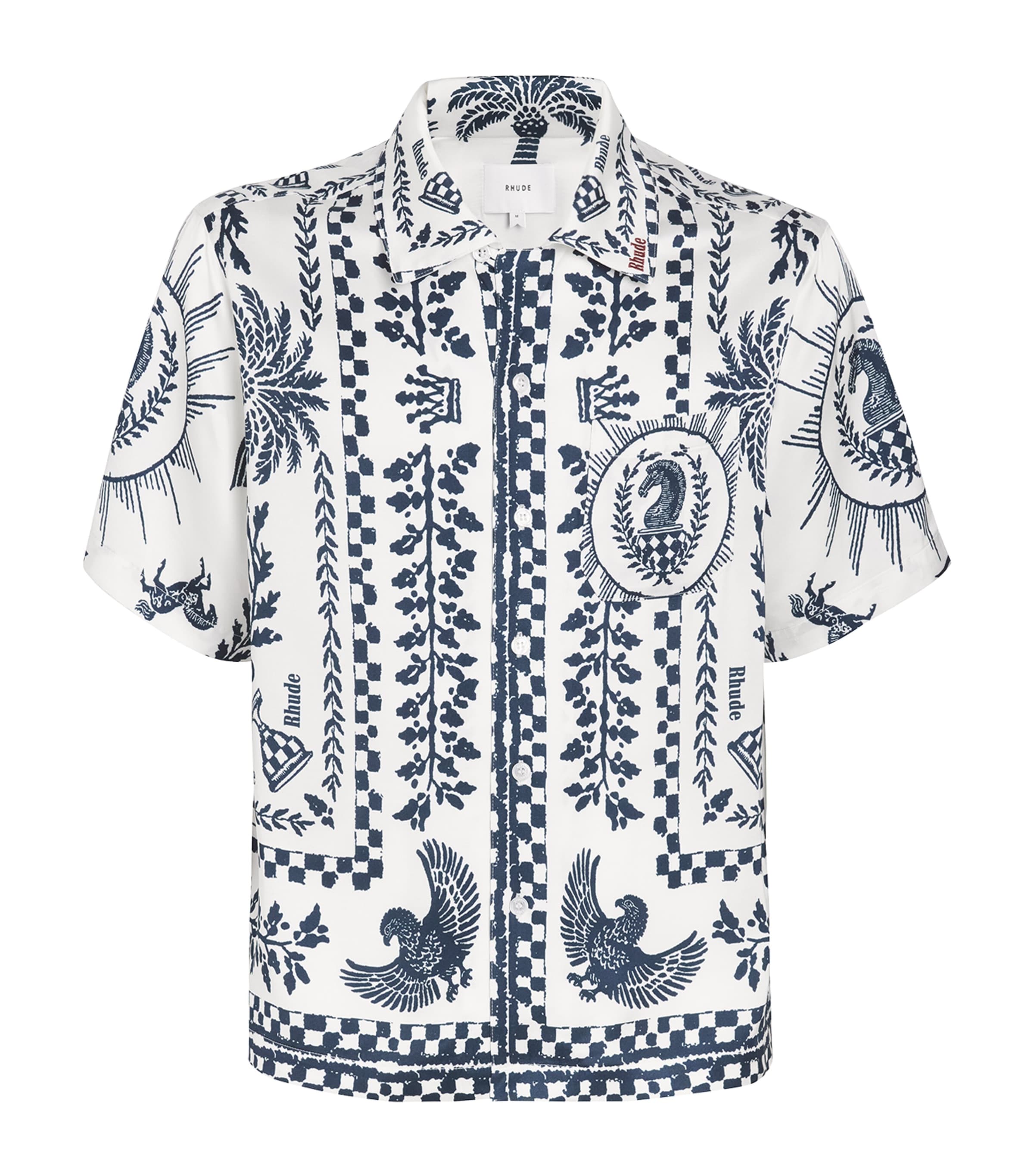 Rhude Mens Printed Short-Sleeve Regista Shirt White /