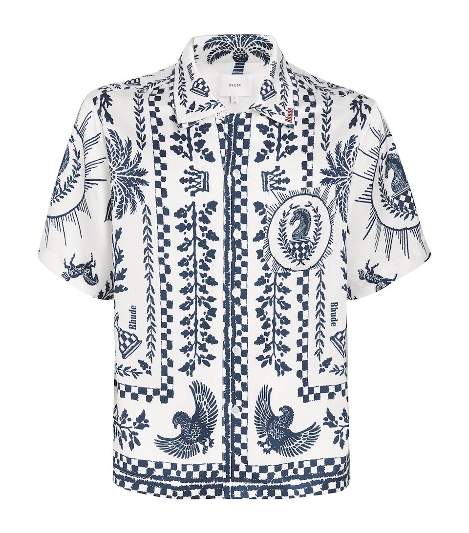Rhude Mens Printed Short-Sleeve Regista Shirt White /