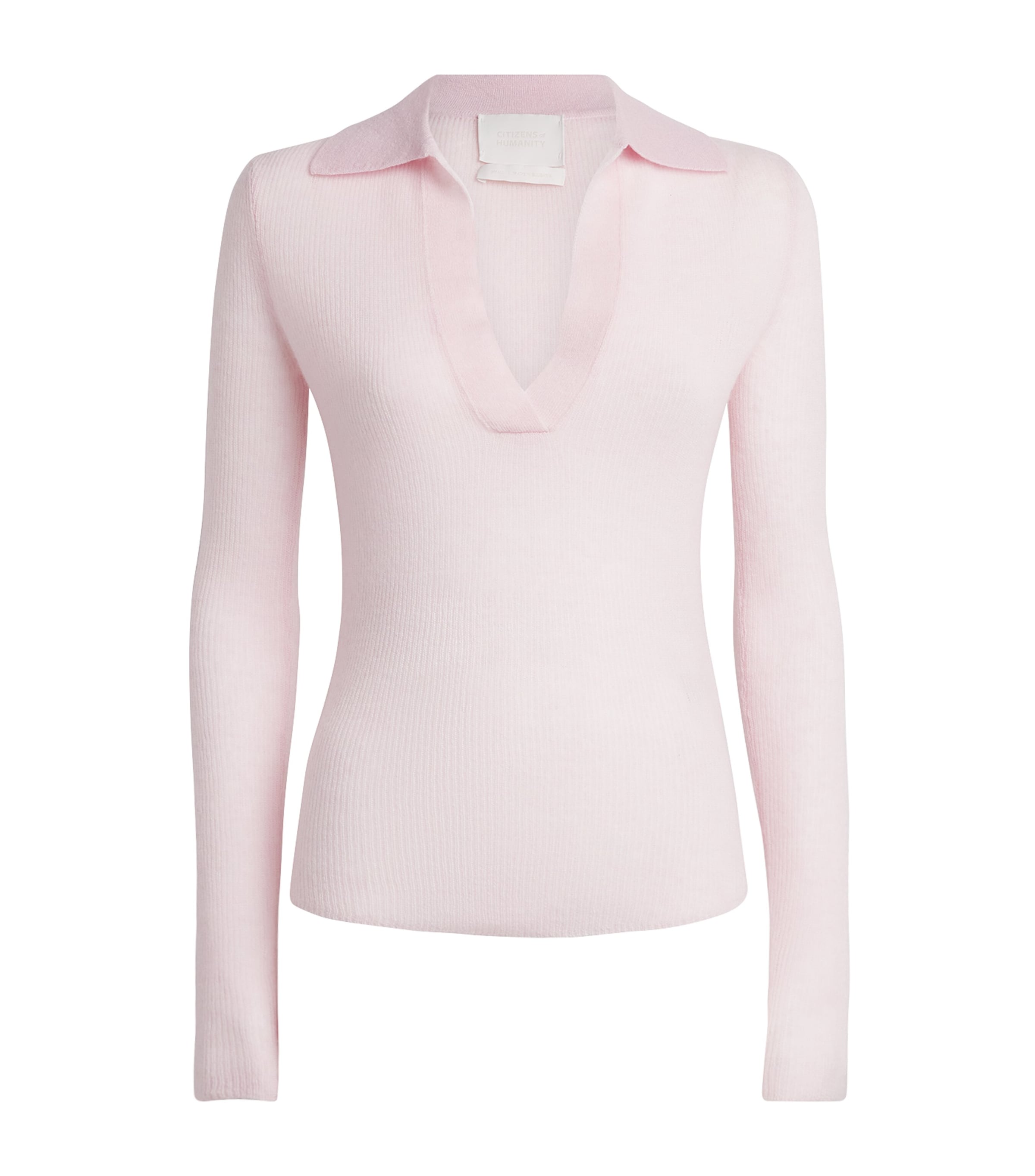 Citizens of Humanity Womens Wool-Cashmere Simone Polo Sweater Baby Pink (lt Pink)