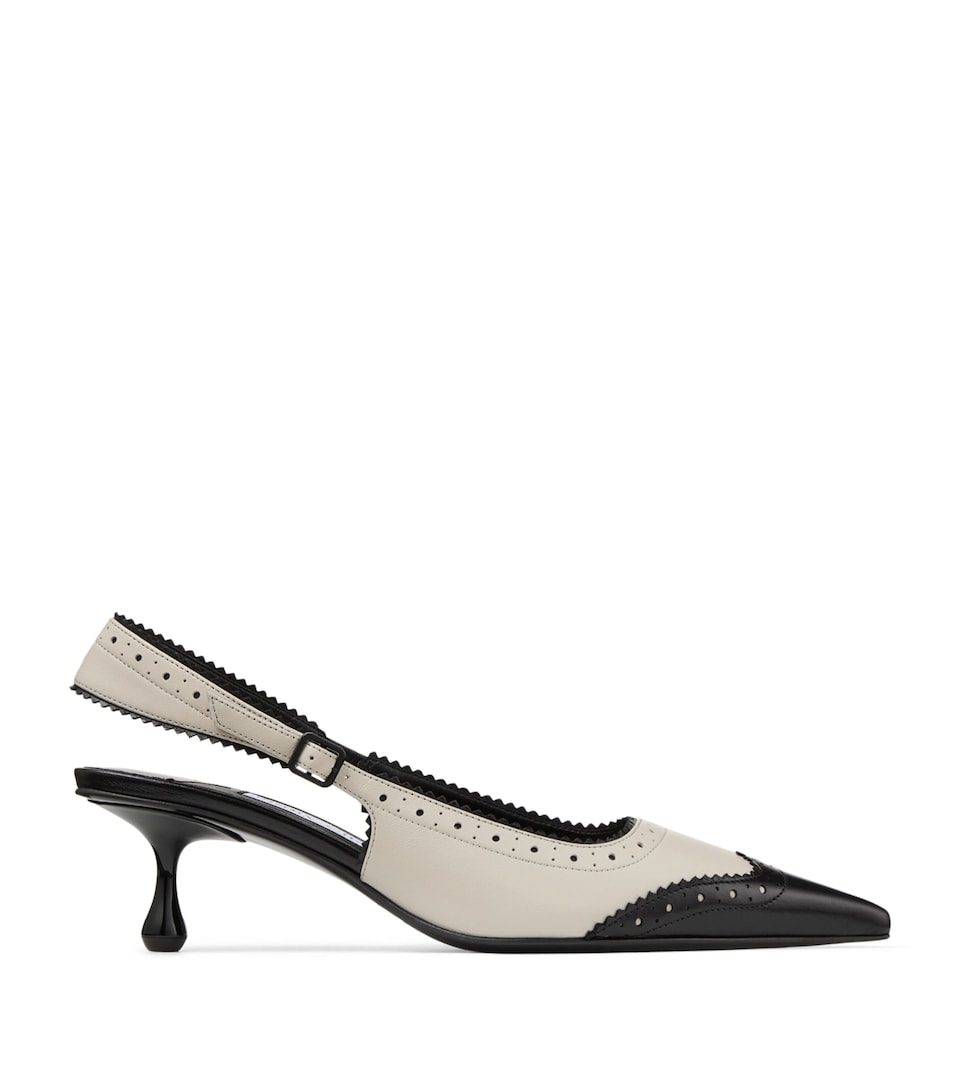 Jimmy Choo Amel 50 Leather Slingback Pumps Black/bone