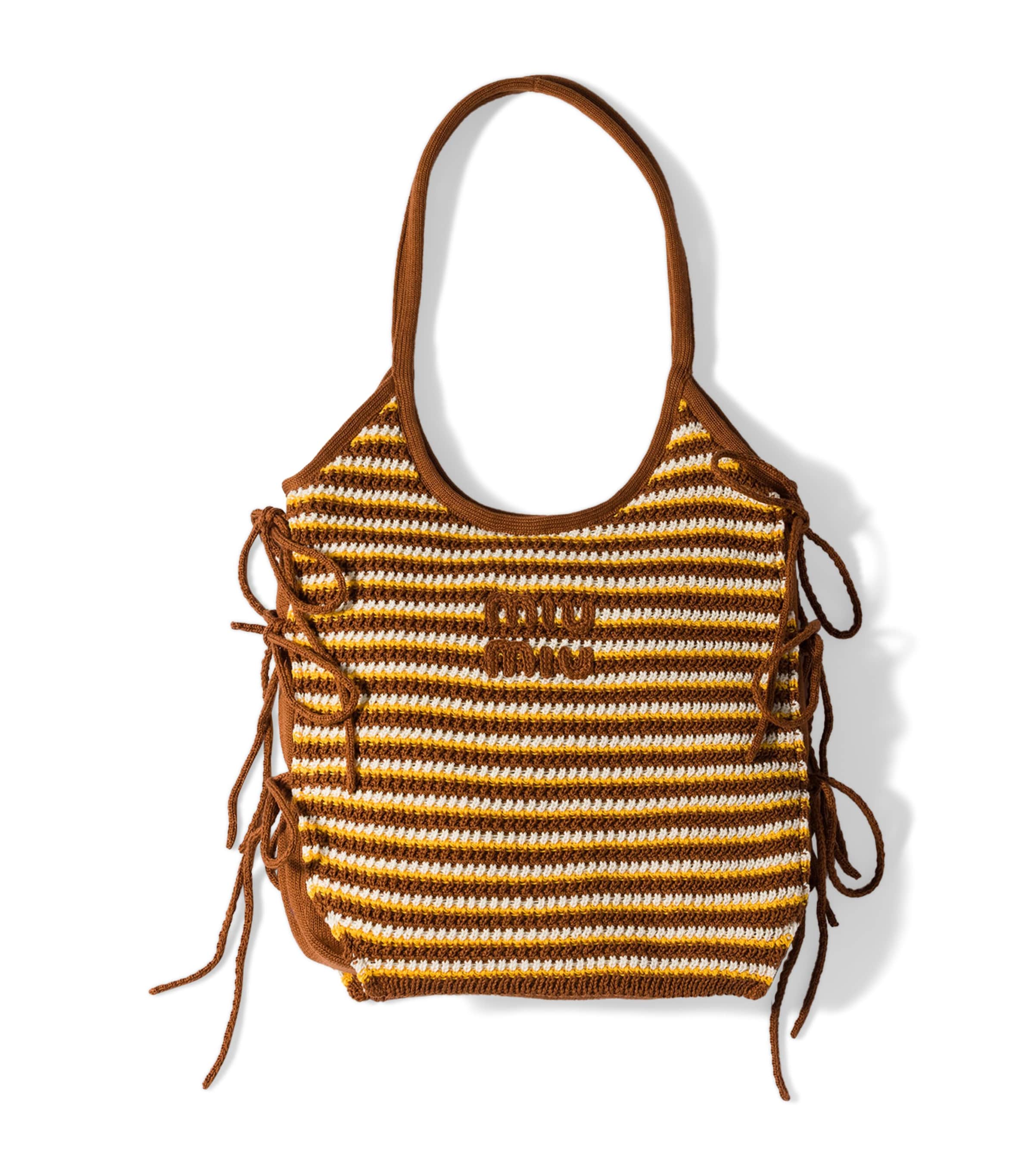 Miu Miu Crochet Ivy Tote Bag Brown