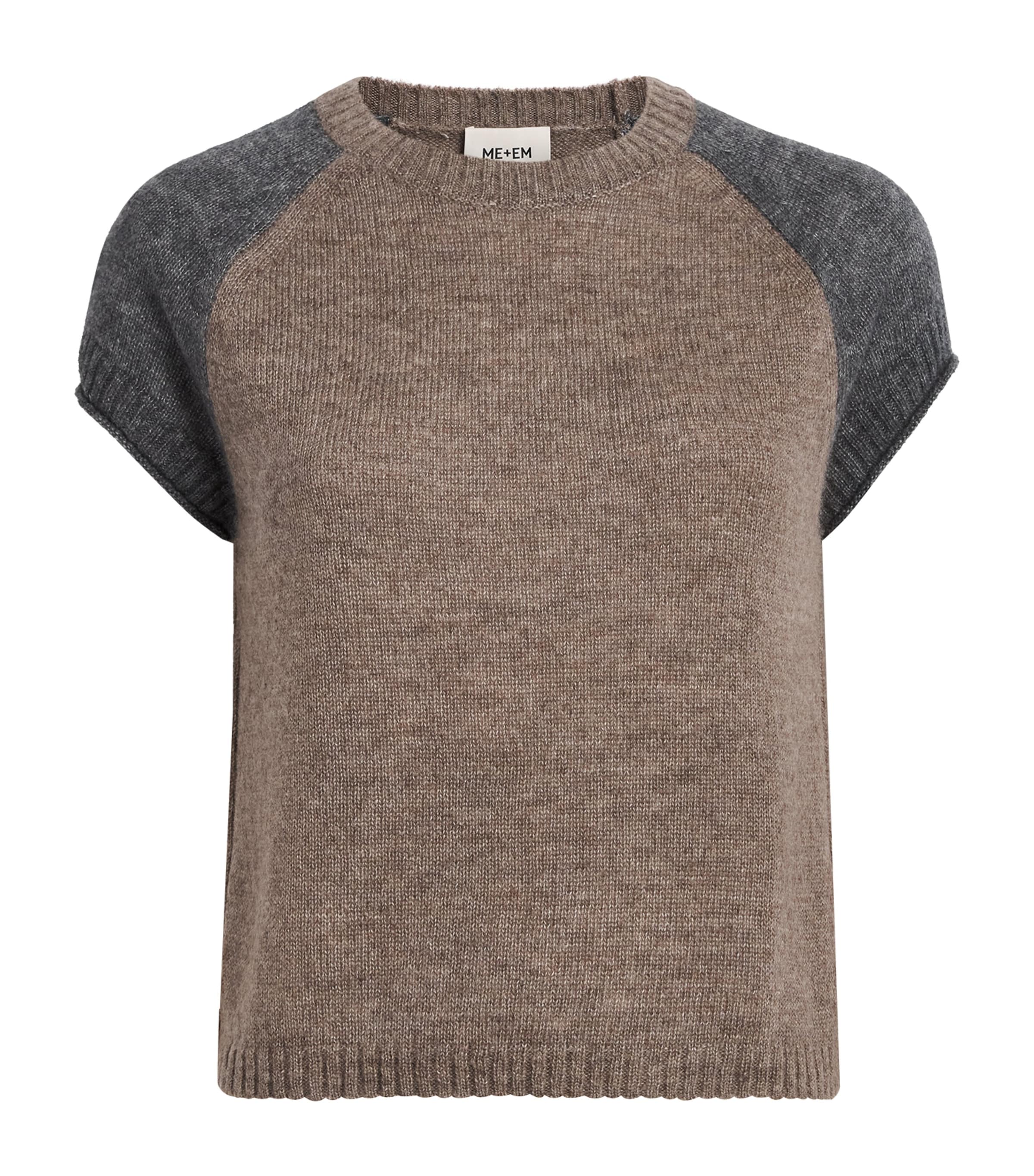 ME+EM Womens Merino Wool-Cashmere-Silk Sweater Top Hazelnut/charcoal