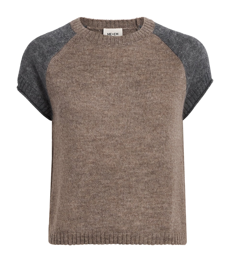 ME+EM Womens Merino Wool-Cashmere-Silk Sweater Top Hazelnut/charcoal