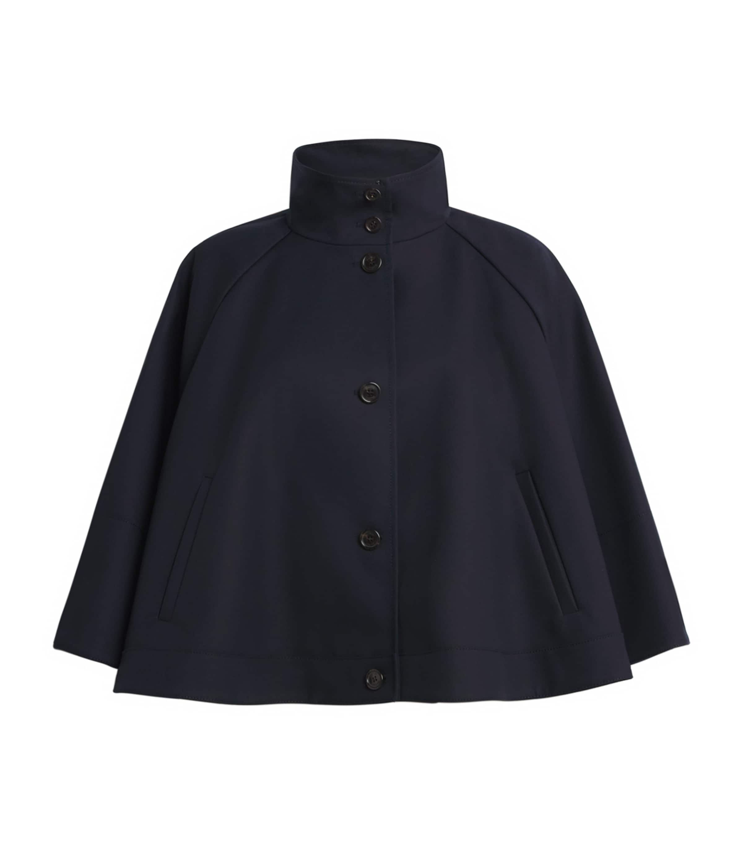 Max Mara Womens Cotton High-Neck Cape Midnightblue