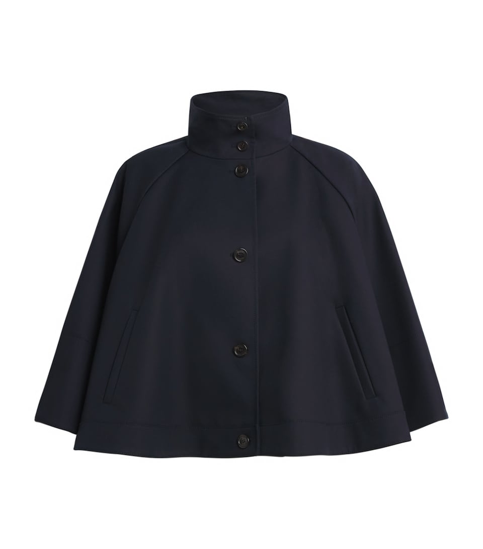 Max Mara Womens Cotton High-Neck Cape Midnightblue