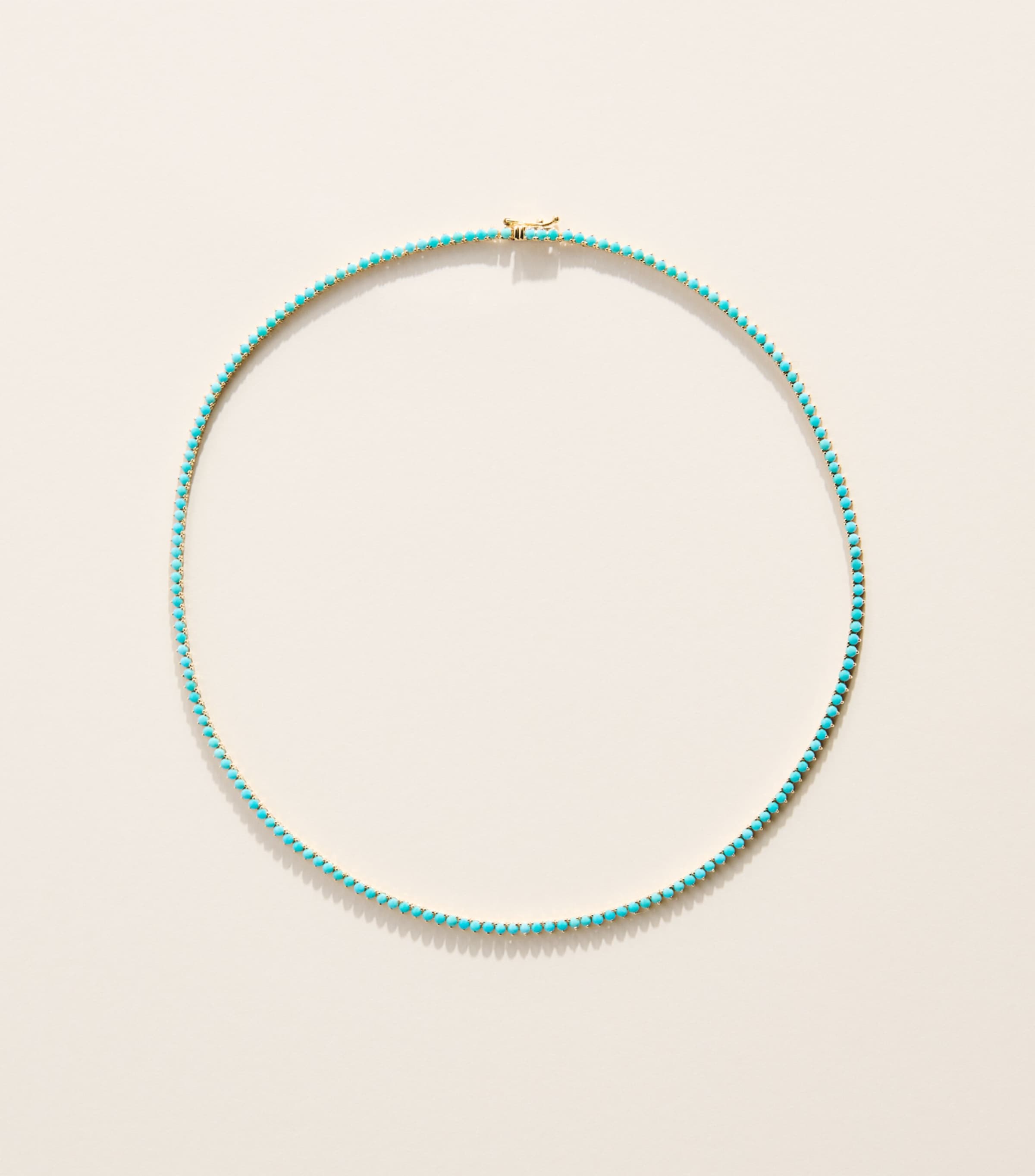 Jennifer Meyer Yellow Gold and Turquoise Three-Prong Tennis Necklace Yellow Gold