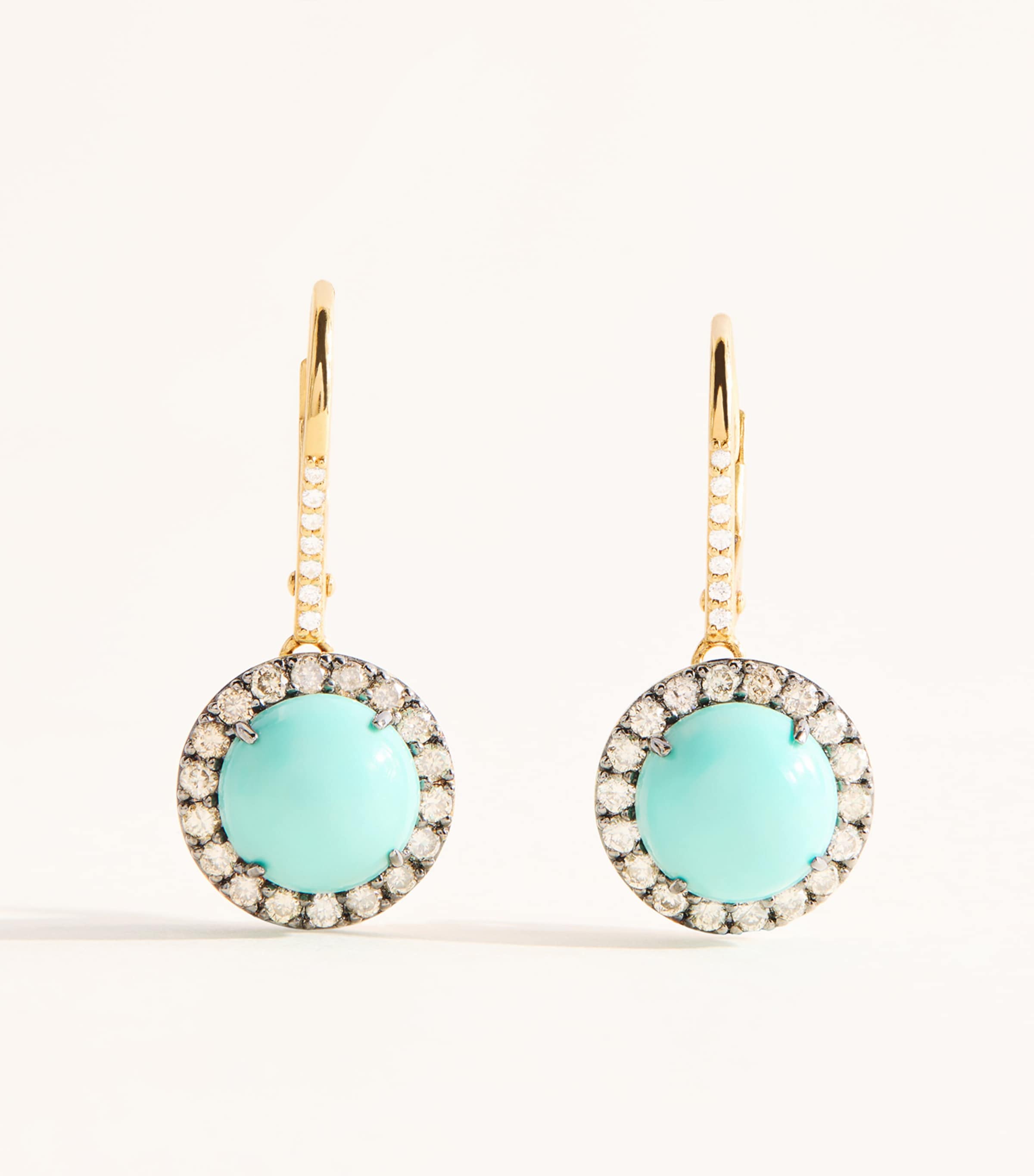 Rosa de la Cruz Yellow Gold, Diamond and Turquoise Earrings Yellow Gold