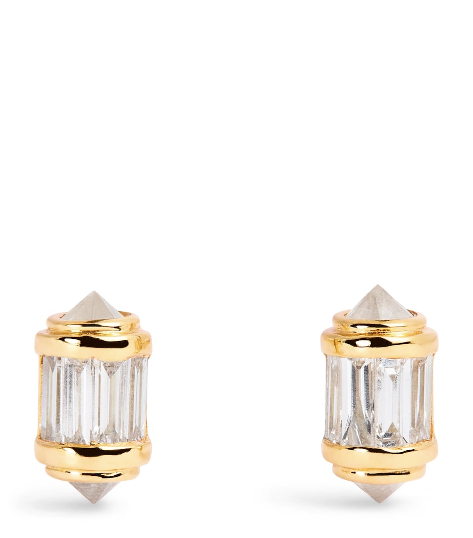 Yellow Gold and Diamond Ripple Stud Earrings