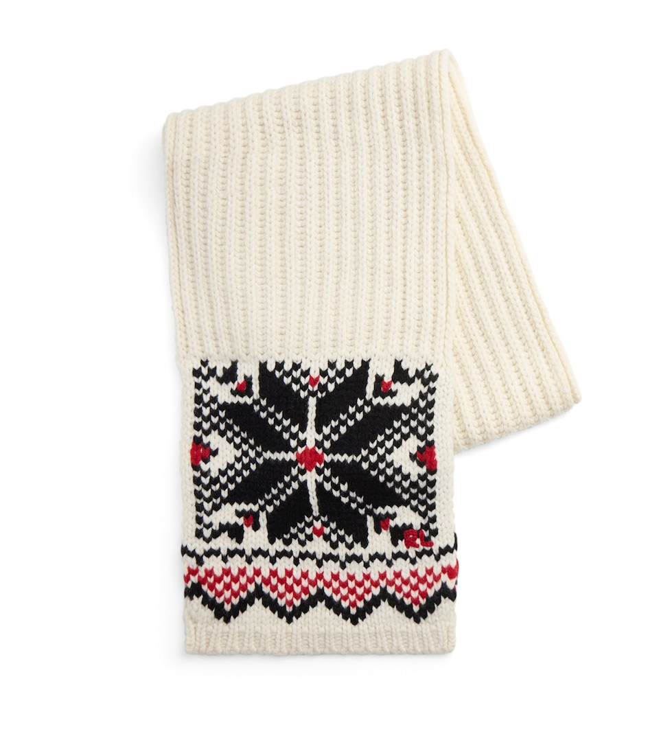 Polo Ralph Lauren Womens Wool Jacquard Snowflake Scarf Cream