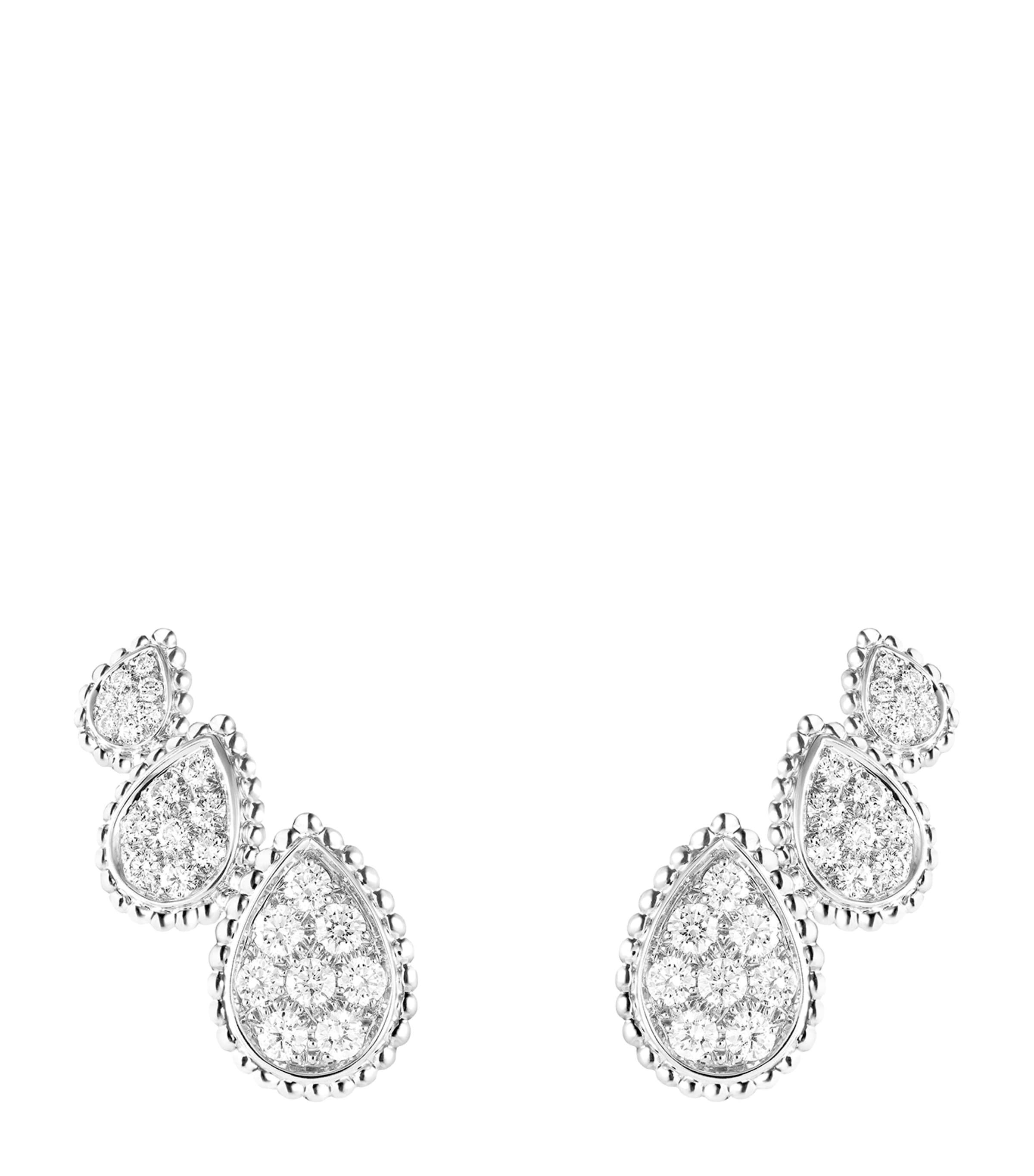 White Gold and Diamond Serpent Bohème Three Motifs Earrings