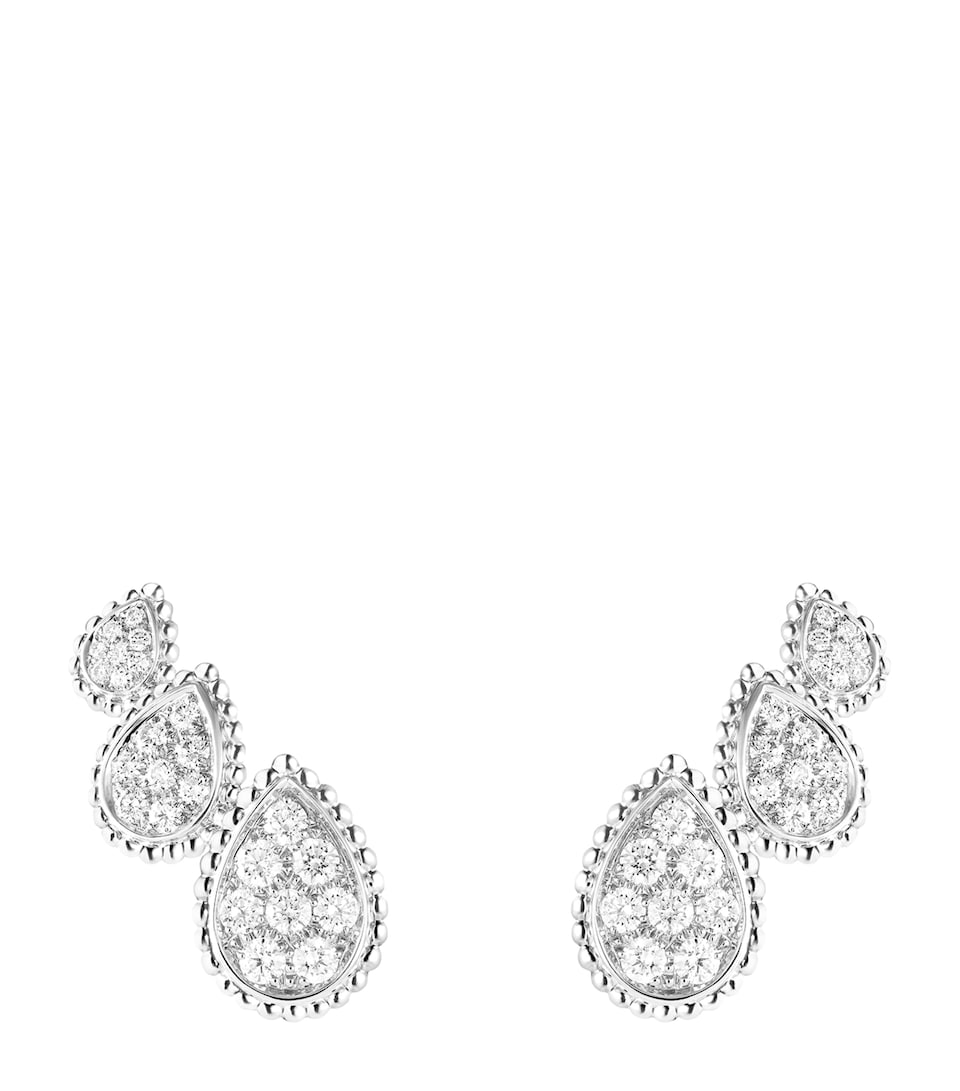 Boucheron White Gold and Diamond Serpent Bohème Three Motifs Earrings White