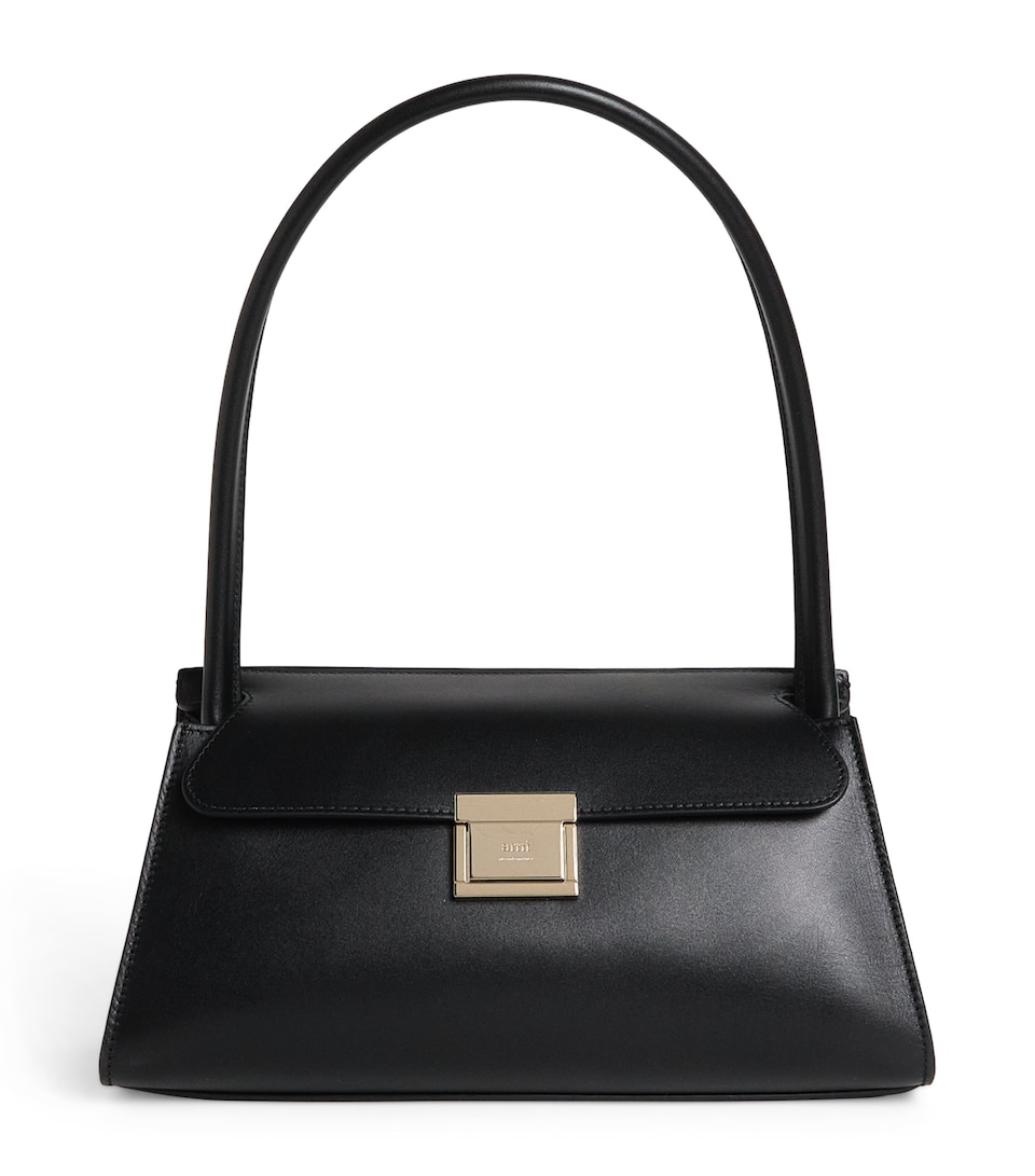 AMI Paris Small Leather Mimi Shoulder Bag Noir