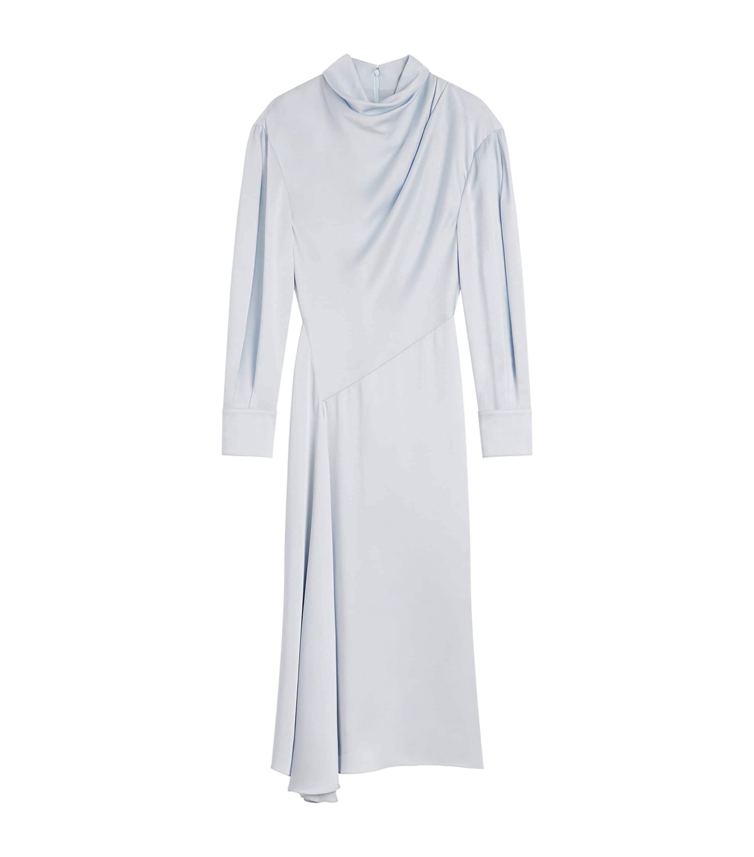 Givenchy Womens Satin Crepe Draped Midi Dress