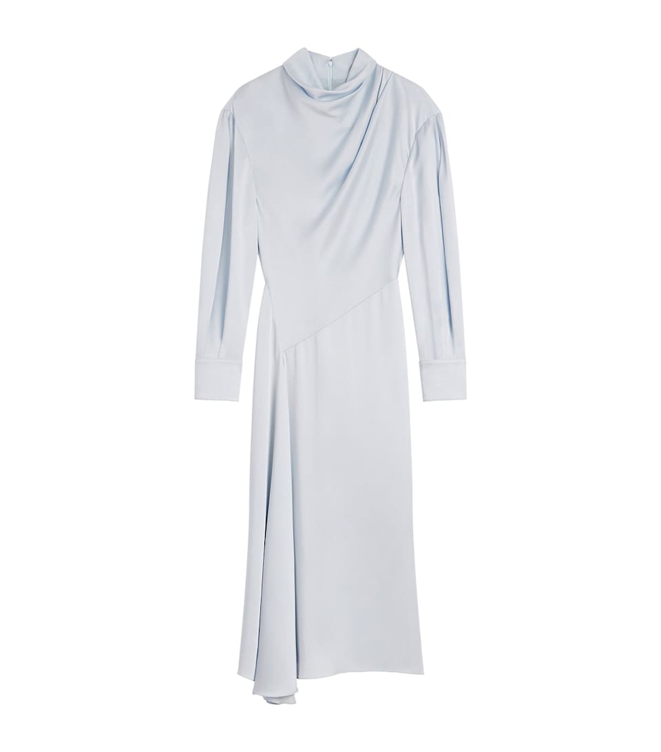 Givenchy Womens Satin Crepe Draped Midi Dress