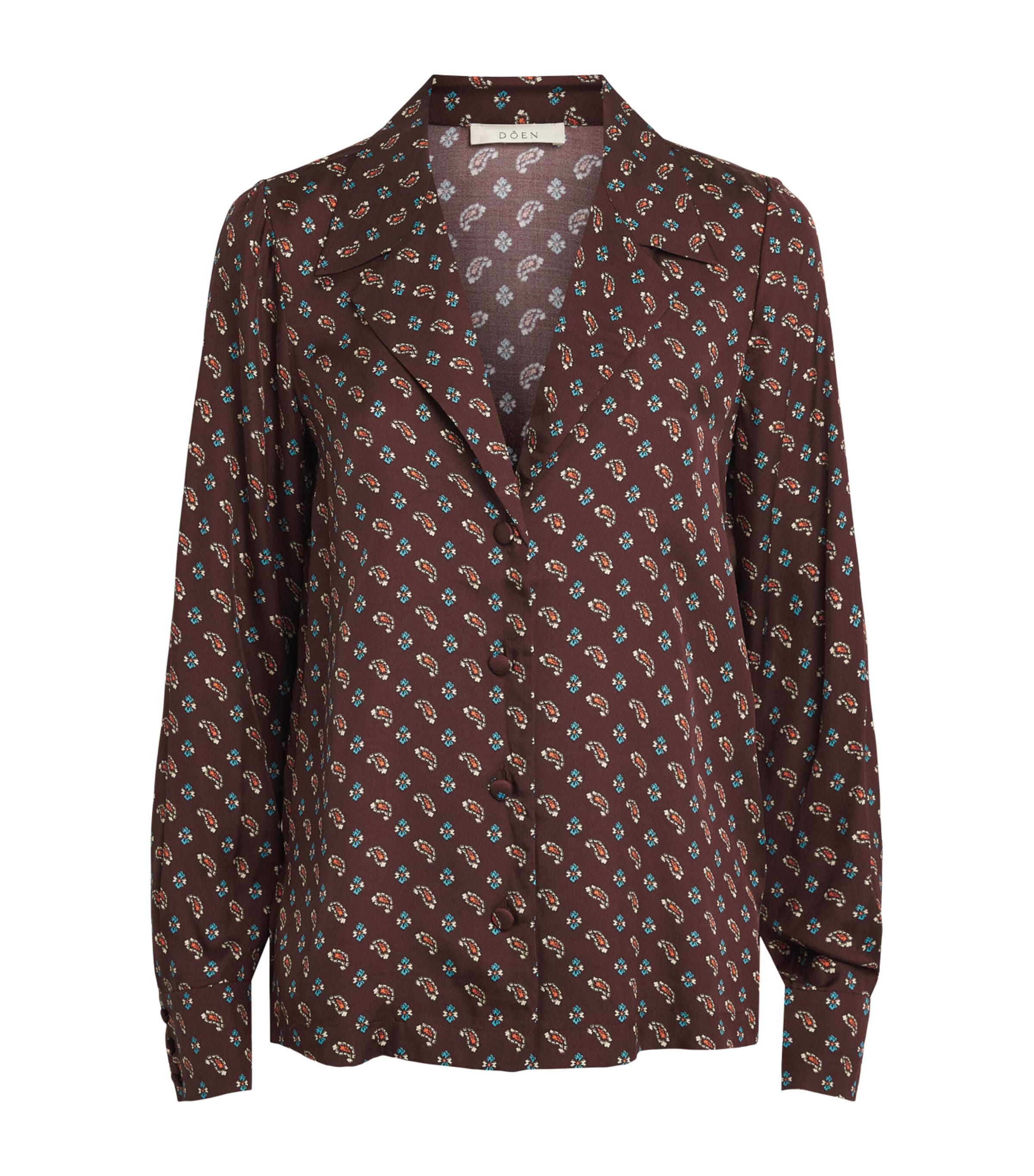 DÔEN Womens Silk-Blend Paisley Dorsia Shirt Deauville Paisley