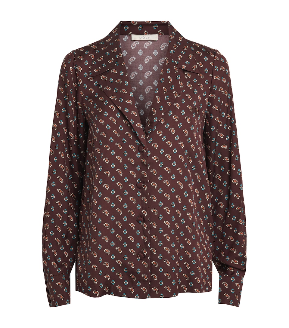 DÔEN Womens Silk-Blend Paisley Dorsia Shirt Deauville Paisley